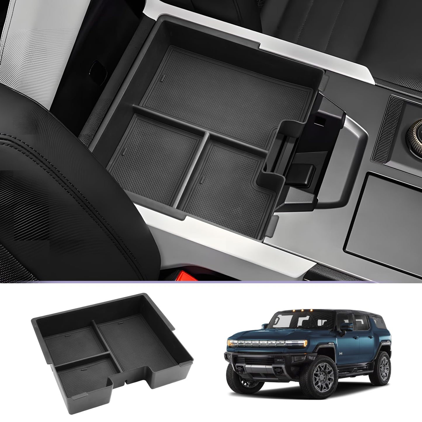 LUWU for 2022-2026 Rivian R1T/R1S Center Console Organizer Rivian Armrest Storage Armrest Organizer Insert Tray Rivian R1T/R1S Lower Console Organizer Storage Tray 2025 2026 Rivian R1T/R1S Accessories
