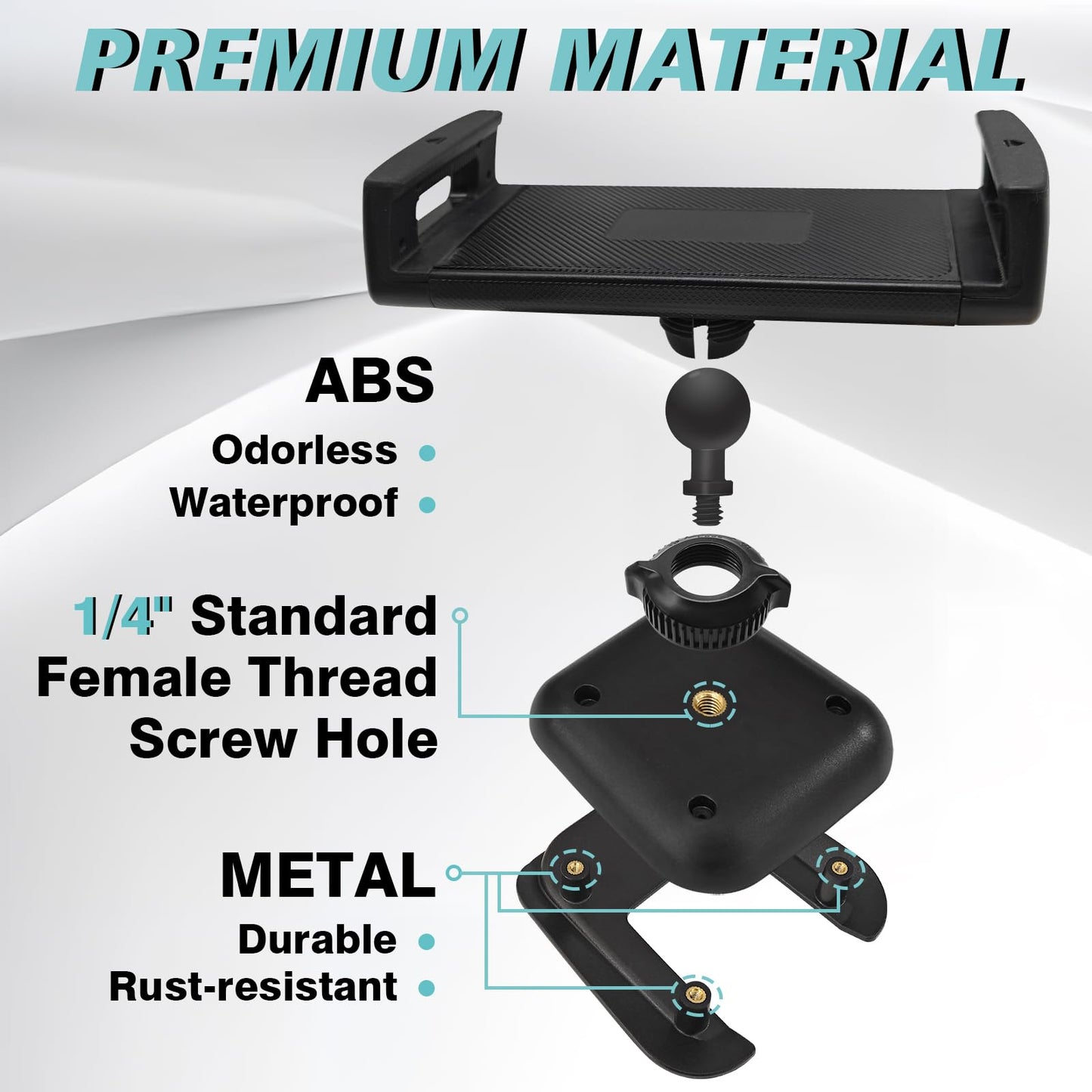 BestEvMod Seat Back Second Row Anchor 1/4 Screw Mount Phone Holder Tablet Mag Safe Compatible with 2022-2025 2026 Rivian R1T&R1S Backseat fits All Phones&Android 360° Adjustable (Phone Holder)