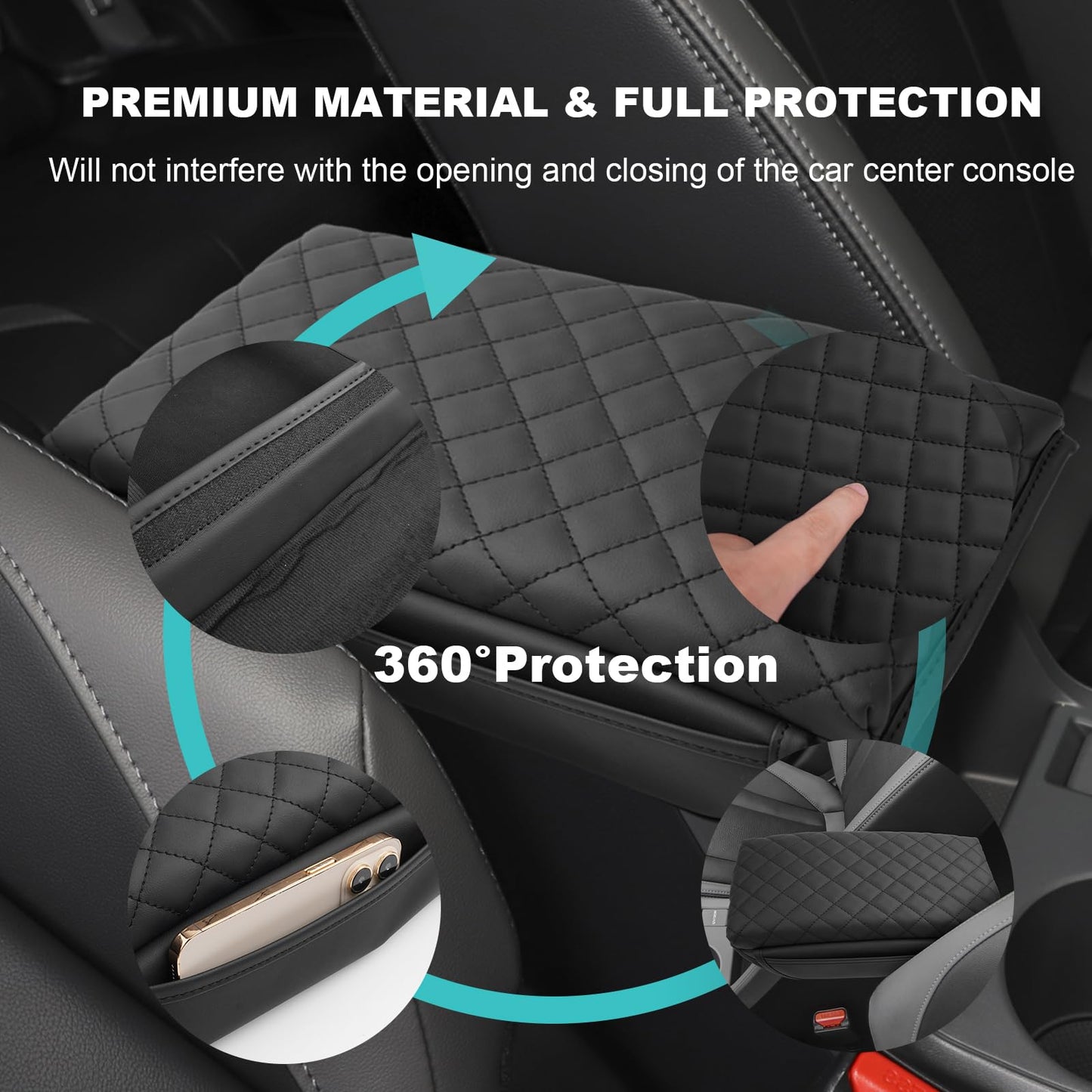 YEE PIN R1T Armrest Cover for Rivian R1T R1S Center Console Armrest Cover, for Rivian Center Cover with Side Pockets, for Rivian Armrest Cover for Rivian Arm Protector R1T R1S Accessories 2022-2025