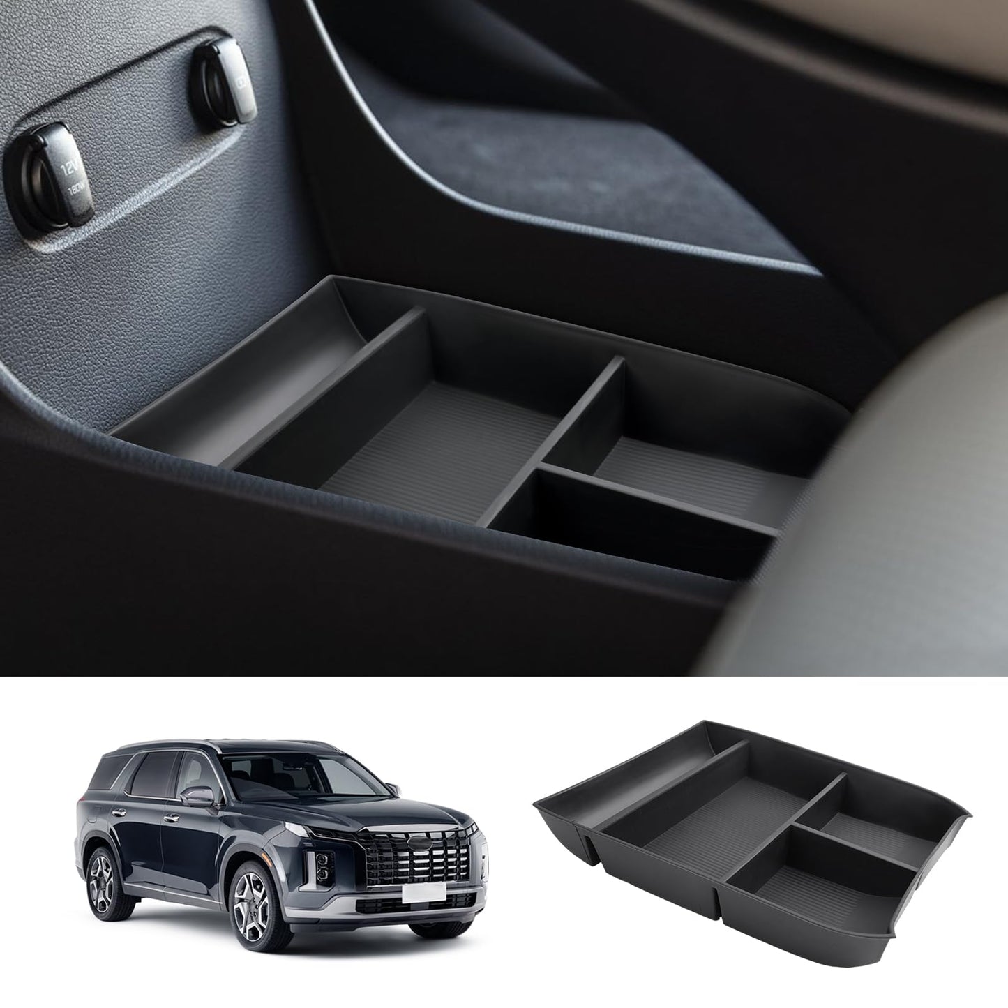 LUWU for 2022-2026 Rivian R1T/R1S Center Console Organizer Rivian Armrest Storage Armrest Organizer Insert Tray Rivian R1T/R1S Lower Console Organizer Storage Tray 2025 2026 Rivian R1T/R1S Accessories