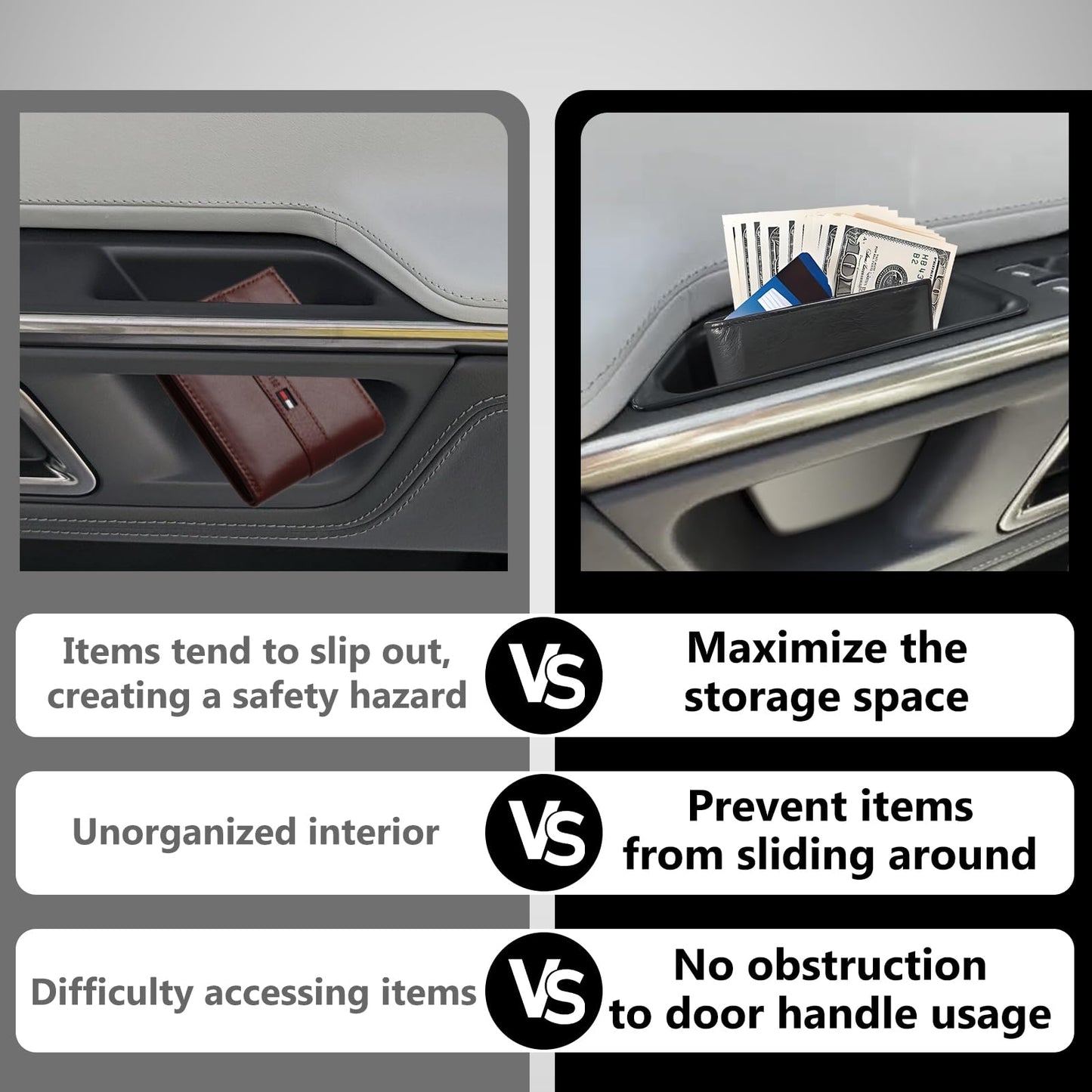 BestEvMod 4PCS Front & Rear Door Side Storage Organizer fit for Rivian R1T/R1S 2025 2026 Gen2 Interior Accessories Inner Door Handle Storage Box Insert Tray ABS Material Anti-Scratch