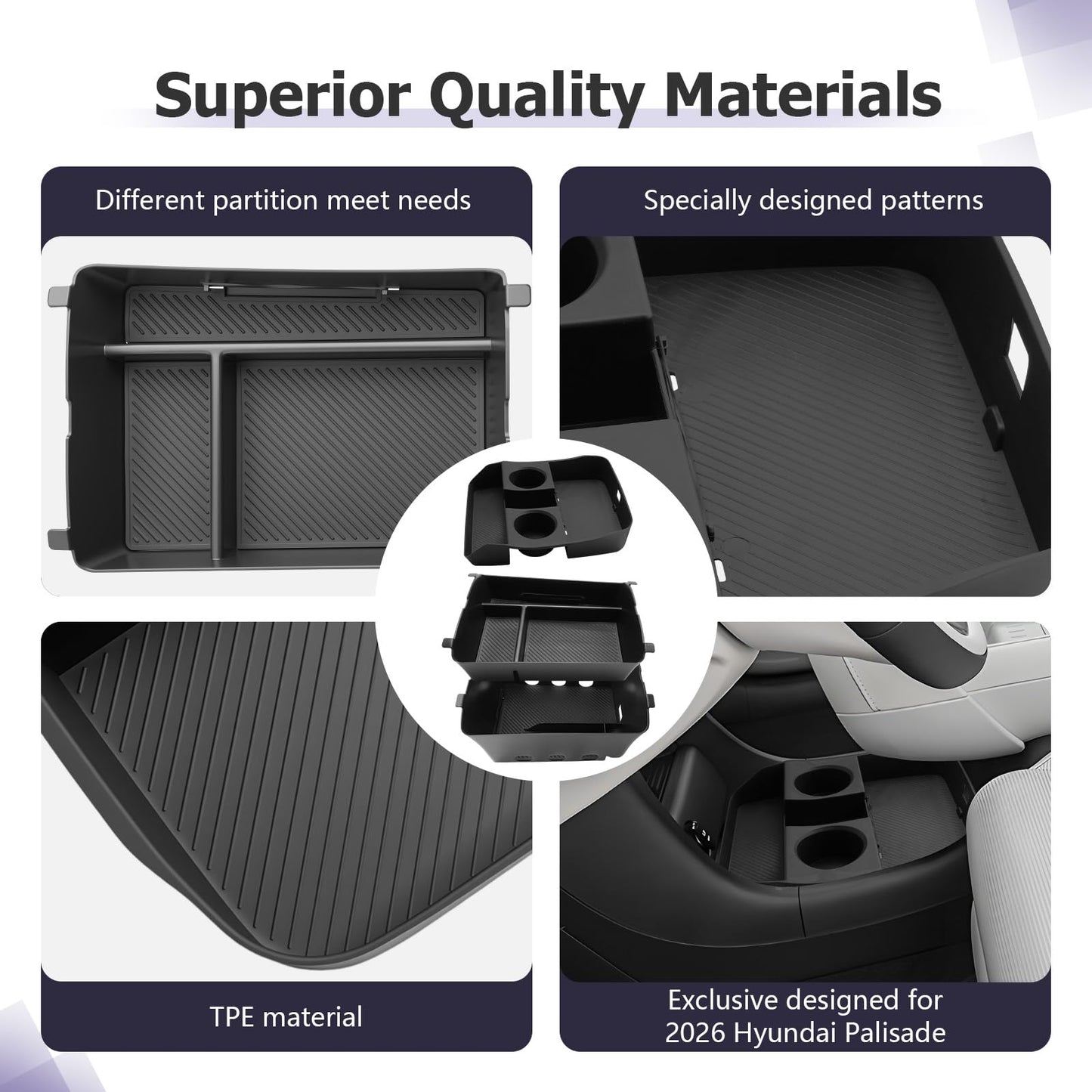 LUWU for 2022-2026 Rivian R1T/R1S Center Console Organizer Rivian Armrest Storage Armrest Organizer Insert Tray Rivian R1T/R1S Lower Console Organizer Storage Tray 2025 2026 Rivian R1T/R1S Accessories