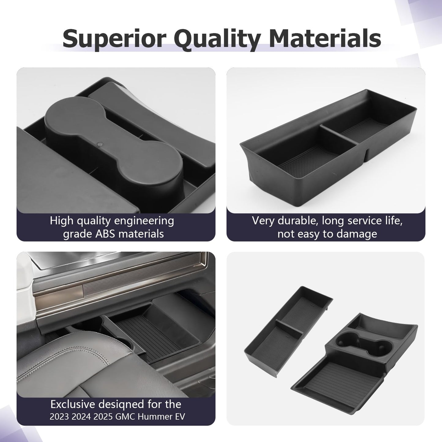 LUWU for 2022-2026 Rivian R1T/R1S Center Console Organizer Rivian Armrest Storage Armrest Organizer Insert Tray Rivian R1T/R1S Lower Console Organizer Storage Tray 2025 2026 Rivian R1T/R1S Accessories