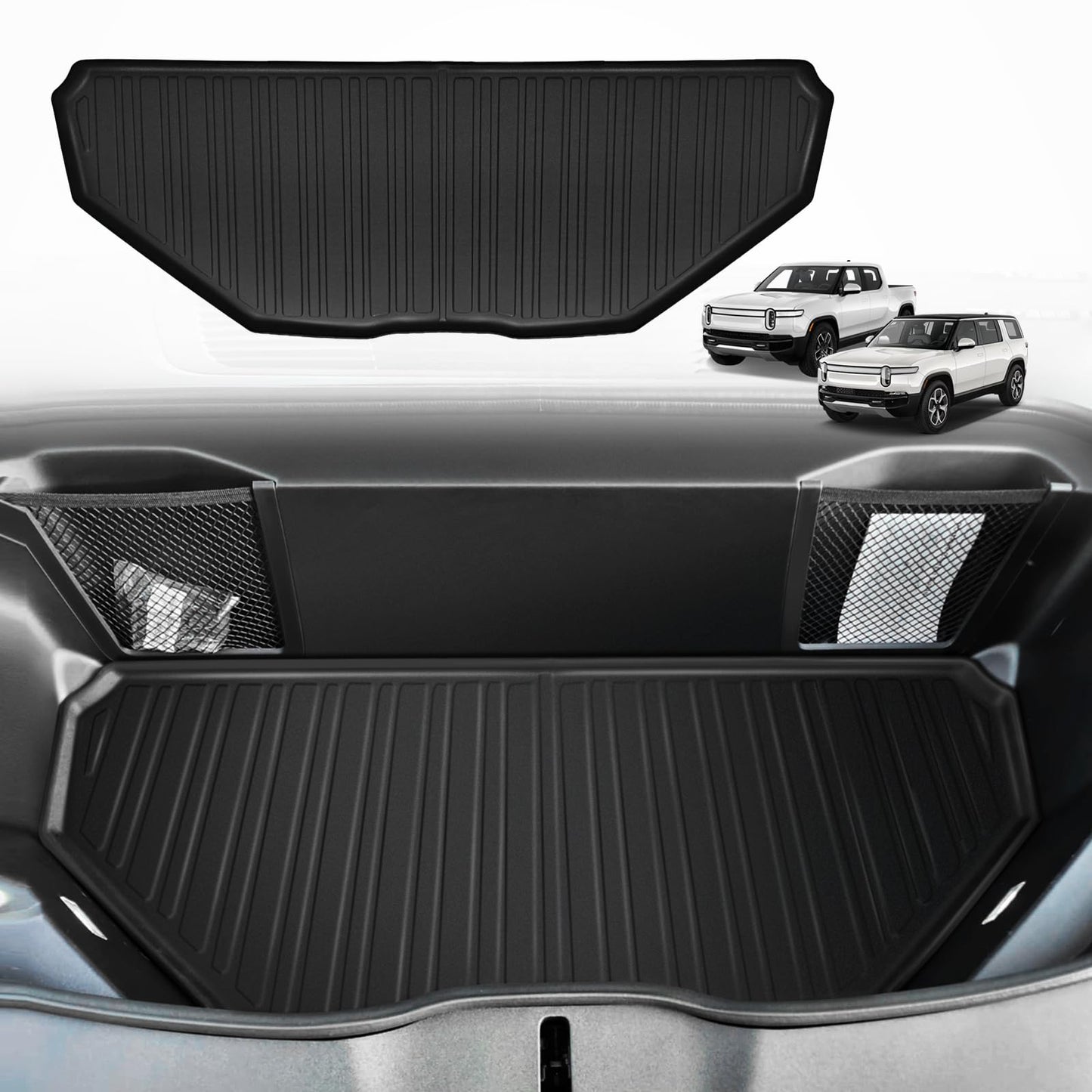 BestEvMod for Rivian R1S All Weather Trunk Mat Protection Accessories, 3D Cargo Liner TPE Material Compatible with Rivian R1S 2022-2025 2026 Interior Accessories