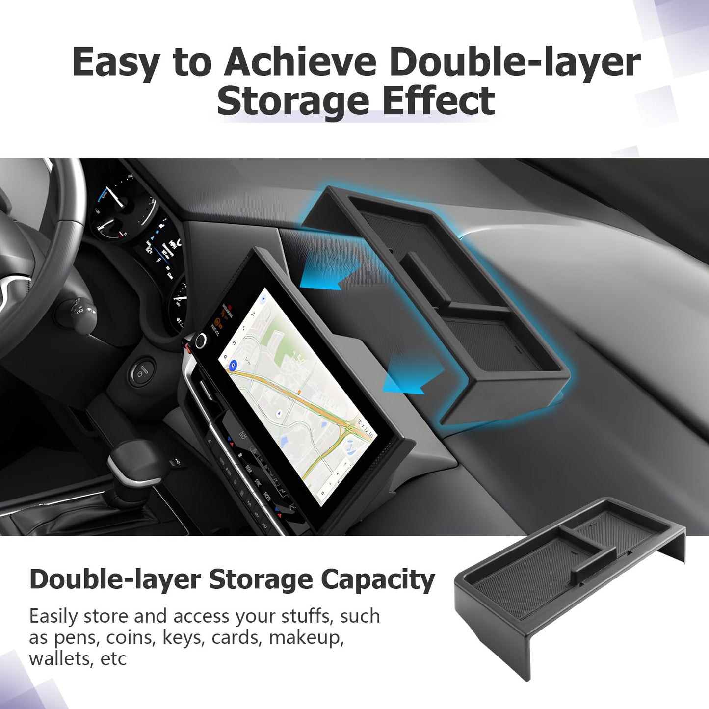 LUWU for 2022-2026 Rivian R1T/R1S Center Console Organizer Rivian Armrest Storage Armrest Organizer Insert Tray Rivian R1T/R1S Lower Console Organizer Storage Tray 2025 2026 Rivian R1T/R1S Accessories