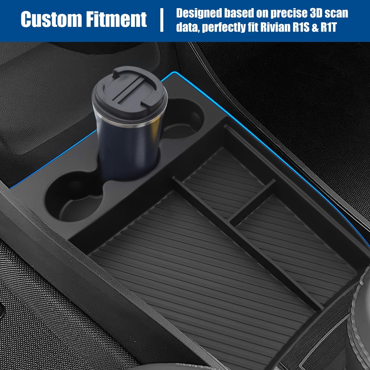 Rear Seat Armrest Cup Holder Insert Compatible with 2022-2025 Rivian R1S R1T Accessories
