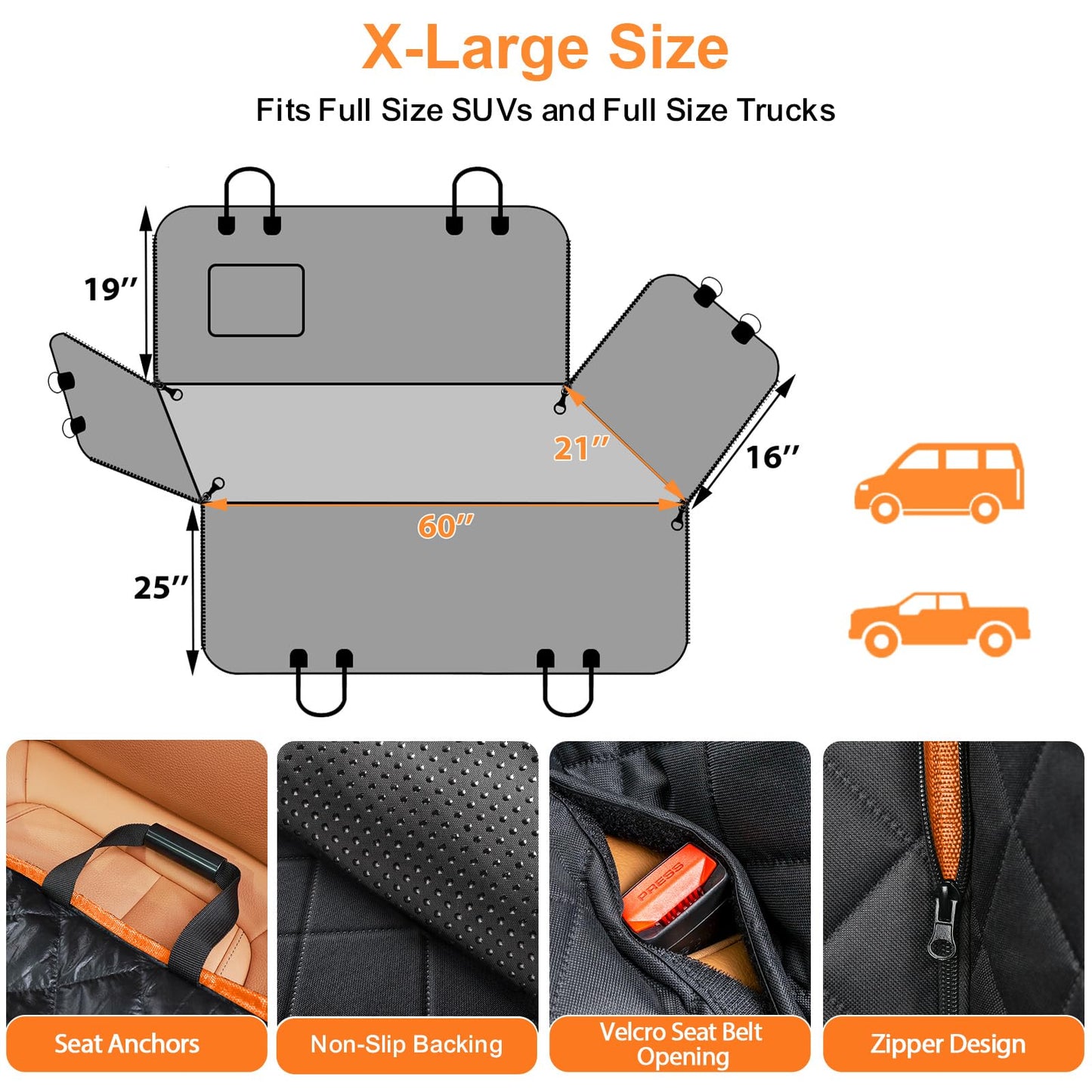 URPOWER Dog Car Seat Cover for Pets 100% Waterproof Seat Cover Hammock 600D Heavy Duty Scratch Proof Nonslip Durable Soft Back Seat Covers for Cars Trucks and SUVs