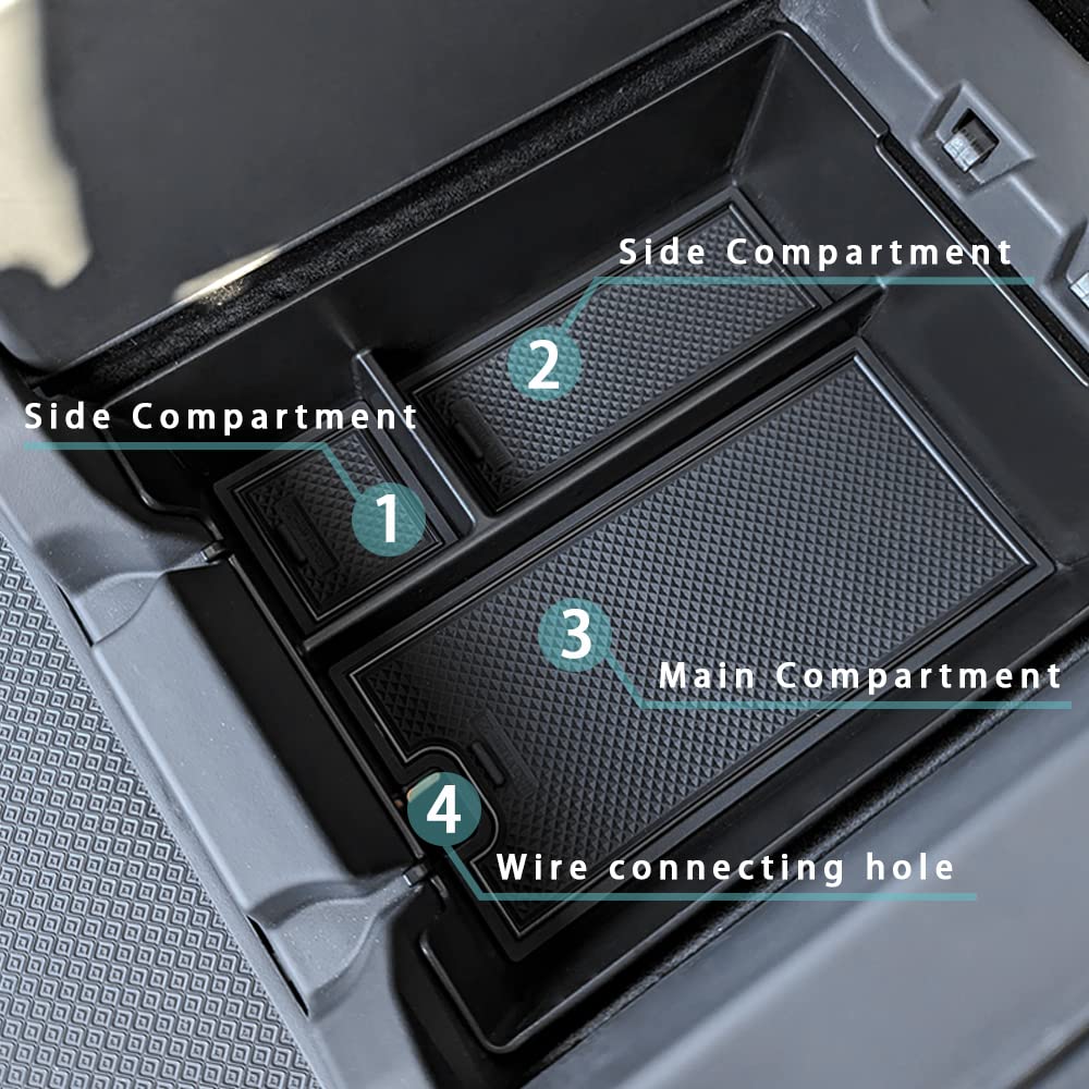 BestEvMod for Rivian R1T & R1S Accessories Center Console Organizer Tray Armrest Storage Box ABS Material with PVC Trim Compatible with Rivian R1T/R1S 2022 2023 2024 2025 2026 Accessories(V2 Yellow)