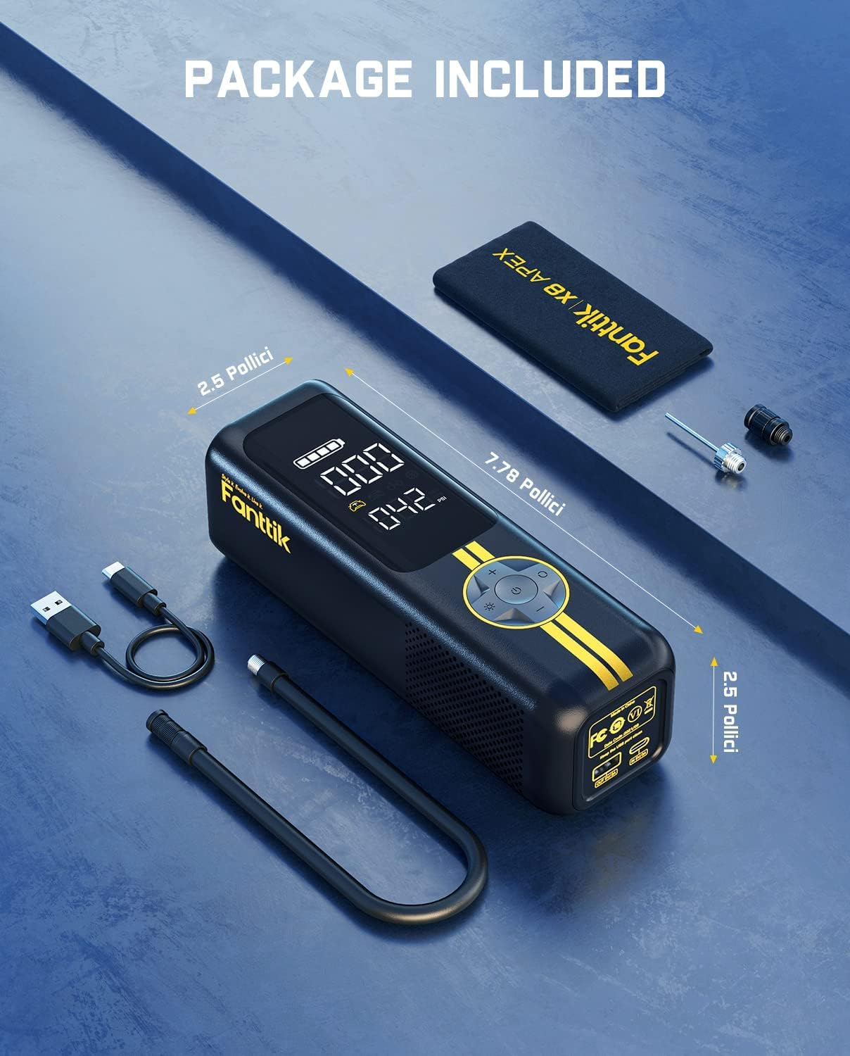 Fanttik X8 APEX EV Tire Inflator Portable Air Pump, 2X Faster Inflation, 150PSI Cordless Air Compressor with Powerful Battery, Fits Electric Cars, Cars, Motorcycles, Bikes, Balls