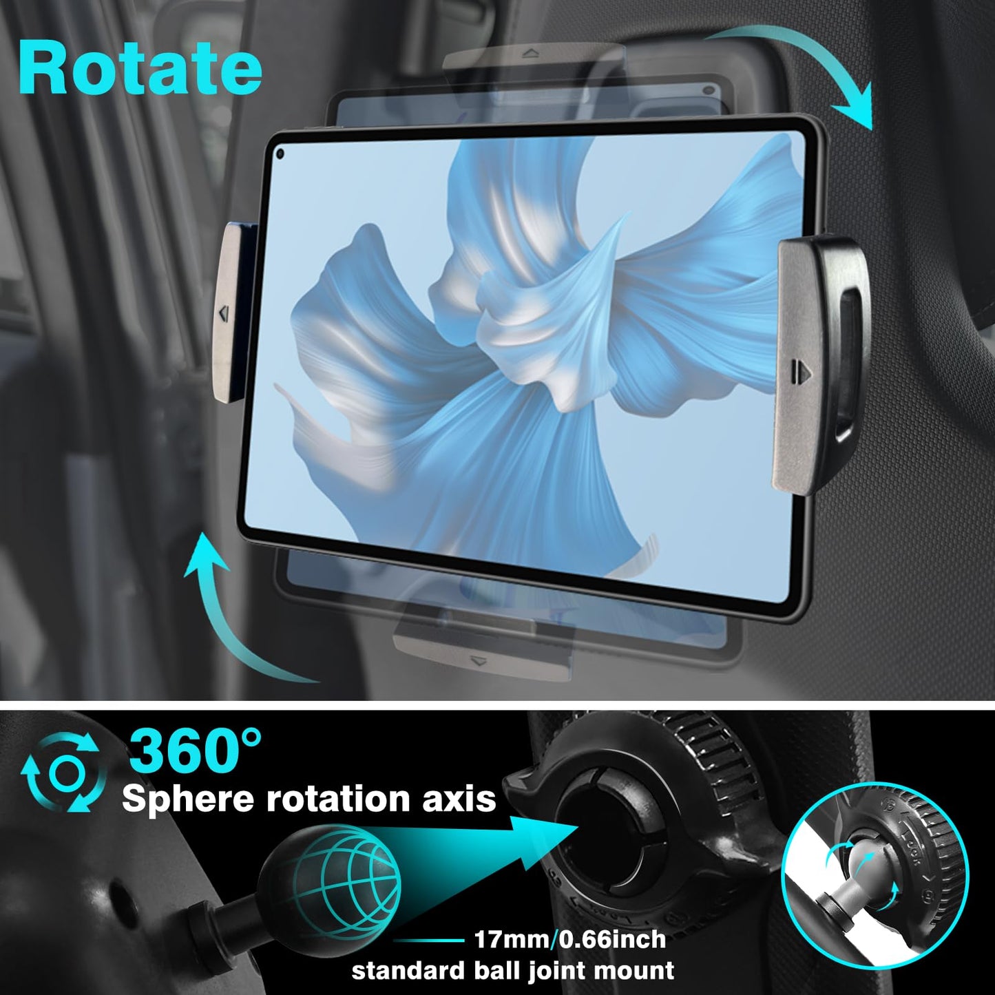 BestEvMod Seat Back Second Row Anchor 1/4 Screw Mount Phone Holder Tablet Mag Safe Compatible with 2022-2025 2026 Rivian R1T&R1S Backseat fits All Phones&Android 360° Adjustable (Phone Holder)