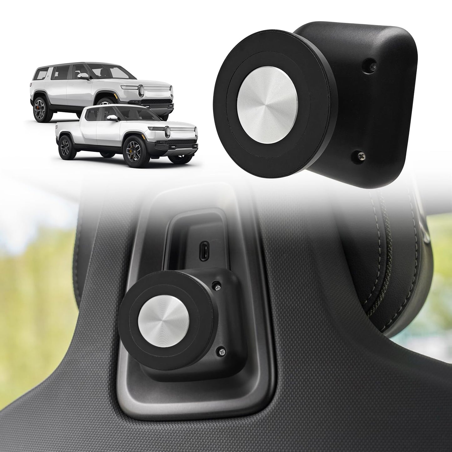 BestEvMod Seat Back Second Row Anchor 1/4 Screw Mount Phone Holder Tablet Mag Safe Compatible with 2022-2025 2026 Rivian R1T&R1S Backseat fits All Phones&Android 360° Adjustable (Phone Holder)