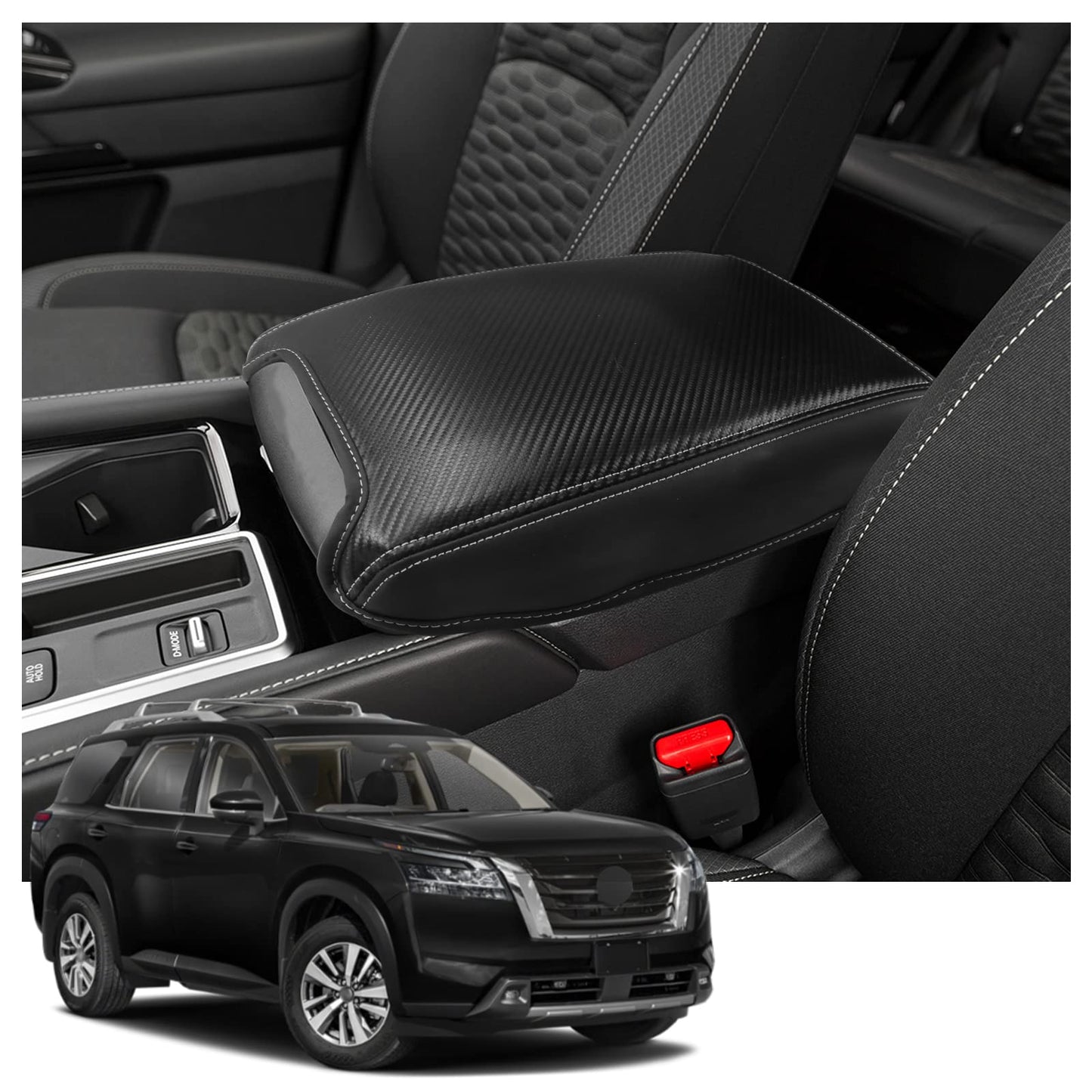 YEE PIN R1T Armrest Cover for Rivian R1T R1S Center Console Armrest Cover, for Rivian Center Cover with Side Pockets, for Rivian Armrest Cover for Rivian Arm Protector R1T R1S Accessories 2022-2025