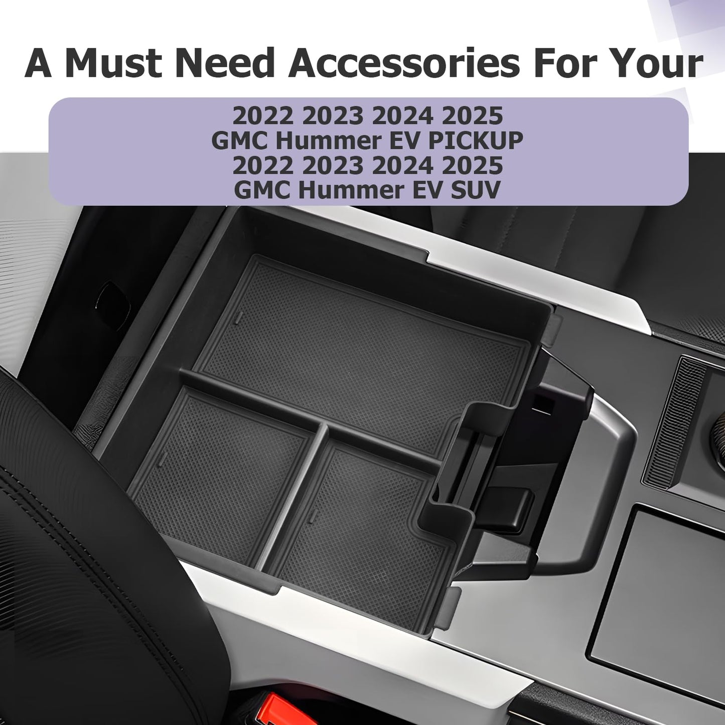 LUWU for 2022-2026 Rivian R1T/R1S Center Console Organizer Rivian Armrest Storage Armrest Organizer Insert Tray Rivian R1T/R1S Lower Console Organizer Storage Tray 2025 2026 Rivian R1T/R1S Accessories