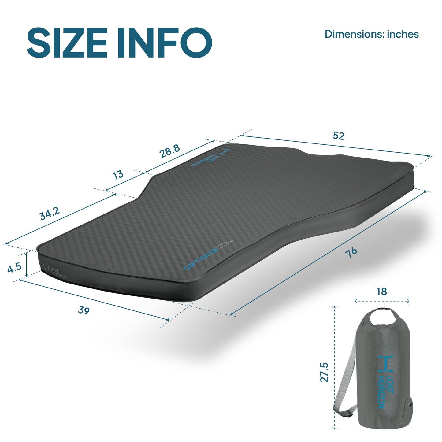 LOSTHORIZON Camping Air Mattress with Foam for Rivian R1S, Self Inflating Sleeping Pad with Air Pump, 4.5" Thick, R-Value 13