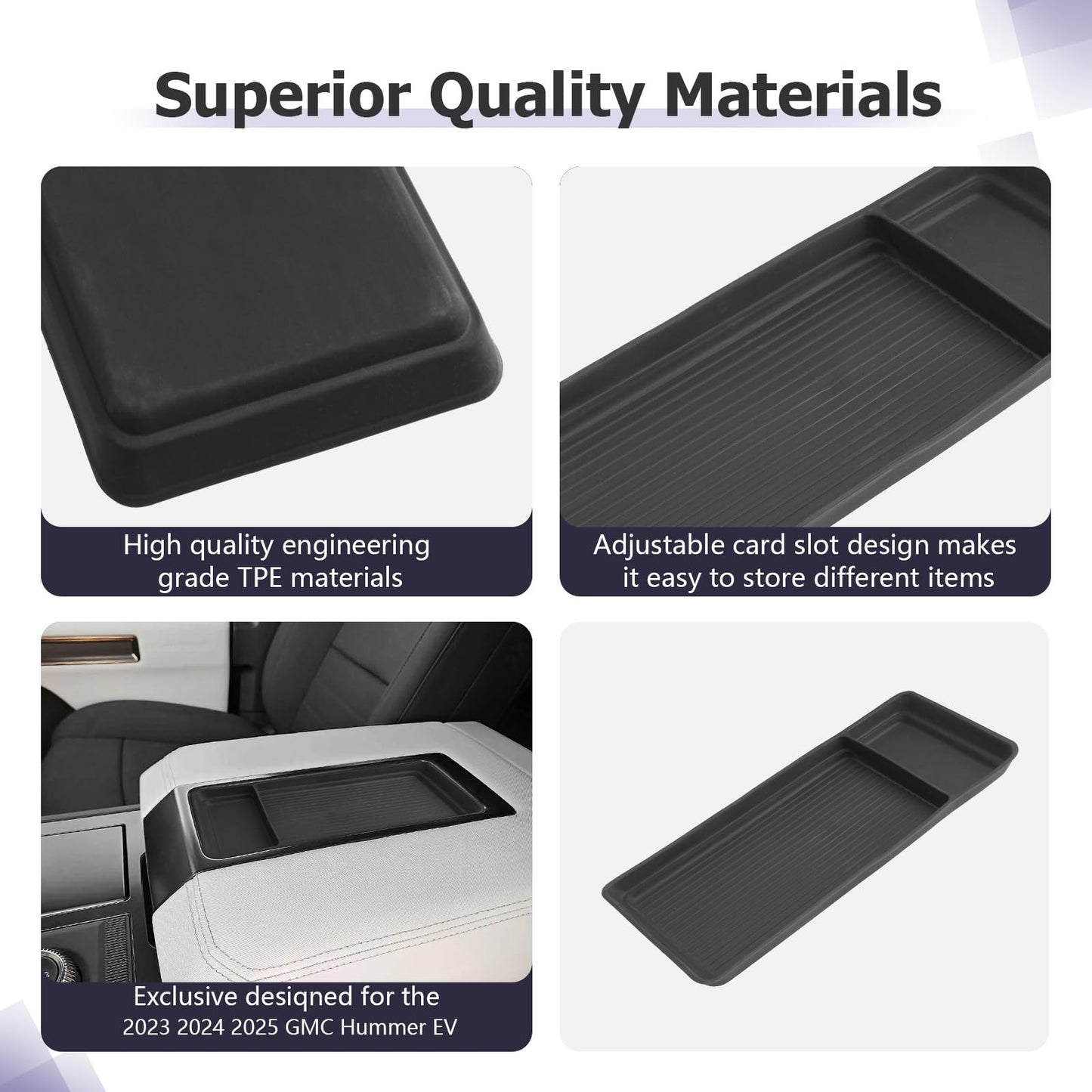 LUWU for 2022-2026 Rivian R1T/R1S Center Console Organizer Rivian Armrest Storage Armrest Organizer Insert Tray Rivian R1T/R1S Lower Console Organizer Storage Tray 2025 2026 Rivian R1T/R1S Accessories