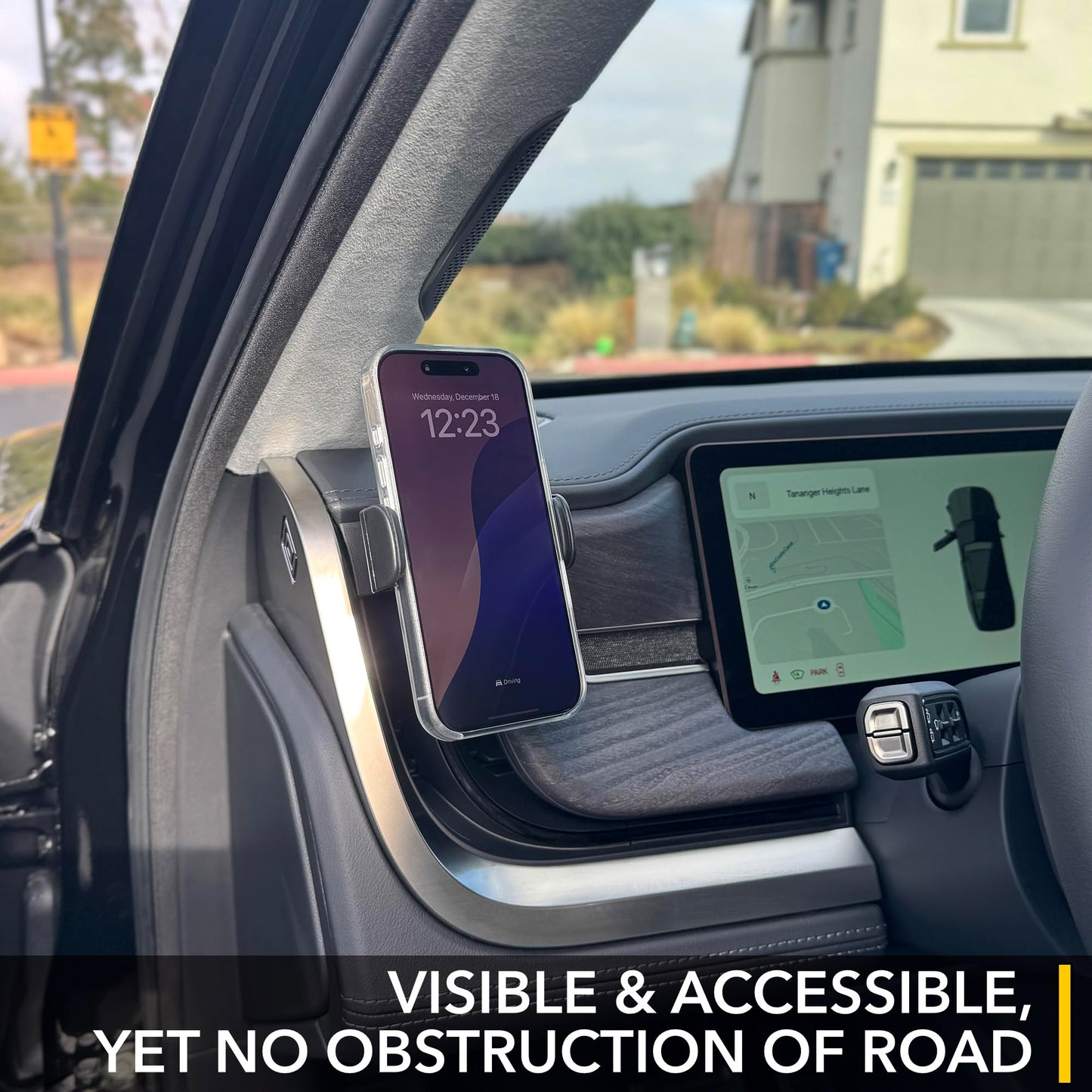 TWRAPS Dashboard Phone Holder (Magnetic Charger) for Rivian R1S & R1T, Compatible with iPhone and Android Cases, No Glue or Screws Anchors on Dash AC Vents, R1 2021-2026 SUV & Truck Accessories