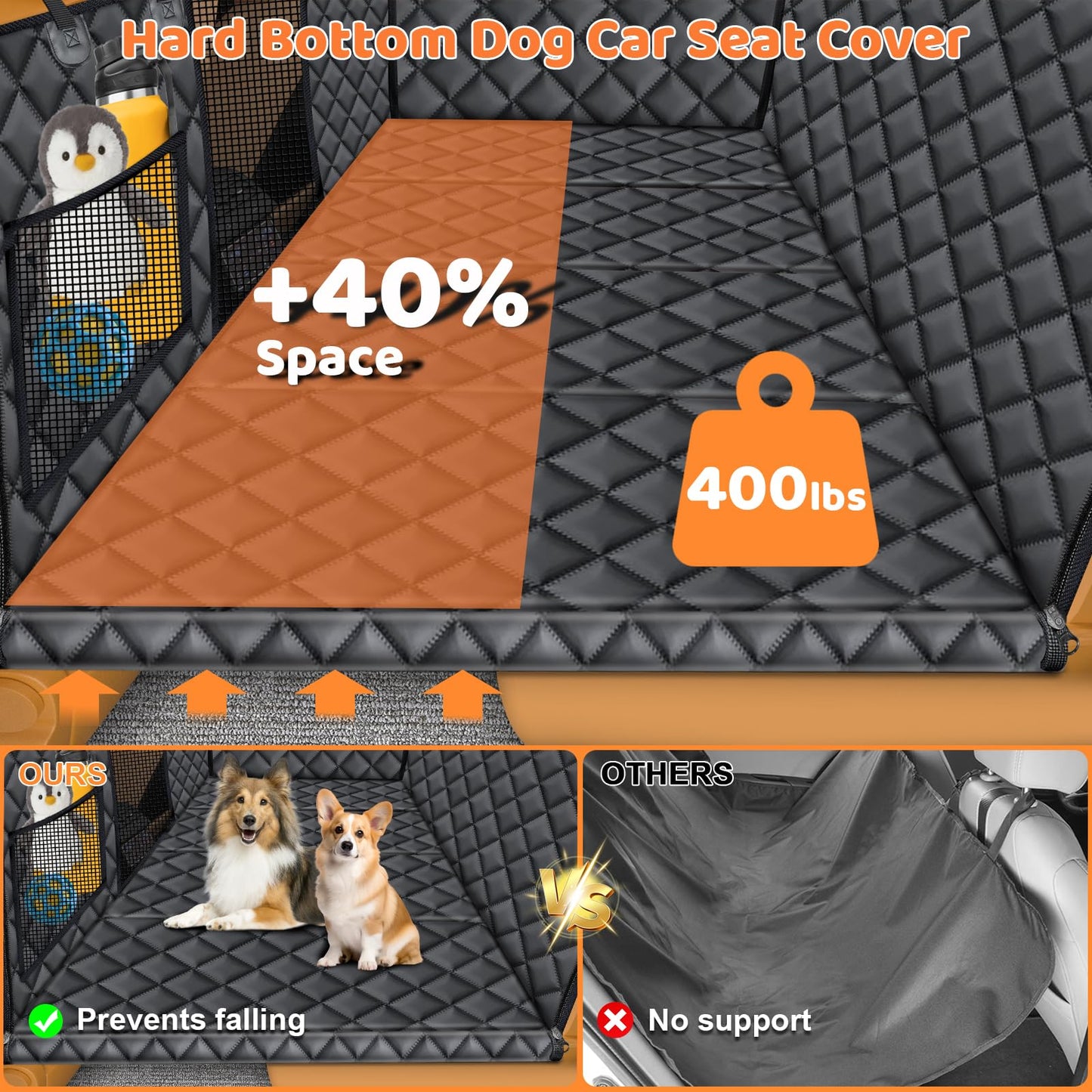 URPOWER Dog Car Seat Cover for Pets 100% Waterproof Seat Cover Hammock 600D Heavy Duty Scratch Proof Nonslip Durable Soft Back Seat Covers for Cars Trucks and SUVs