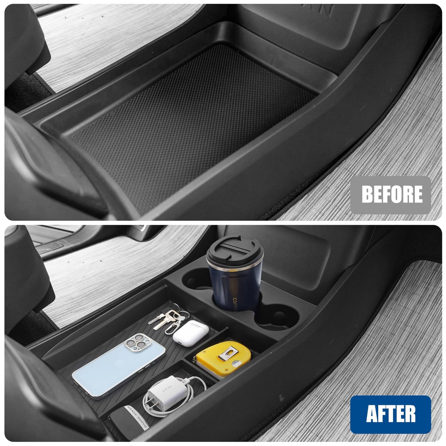 Rear Seat Armrest Cup Holder Insert Compatible with 2022-2025 Rivian R1S R1T Accessories