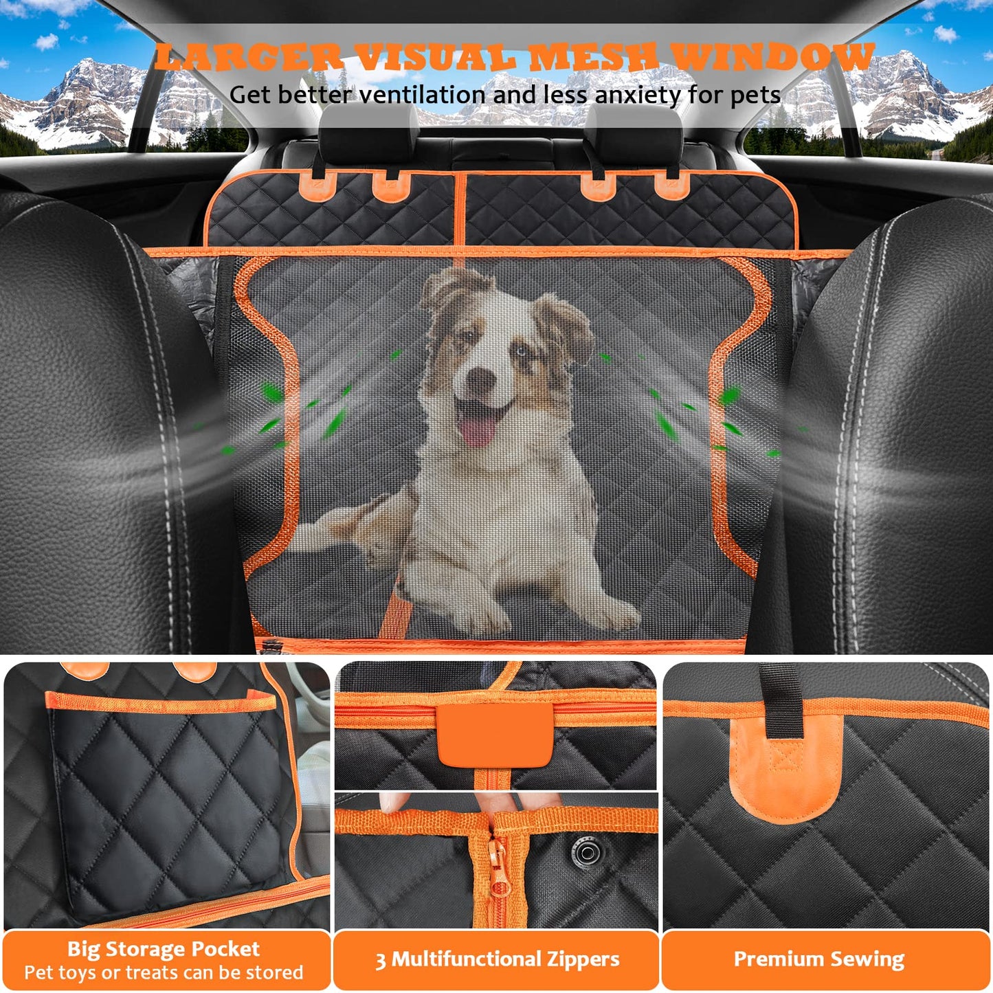 URPOWER Dog Car Seat Cover for Pets 100% Waterproof Seat Cover Hammock 600D Heavy Duty Scratch Proof Nonslip Durable Soft Back Seat Covers for Cars Trucks and SUVs