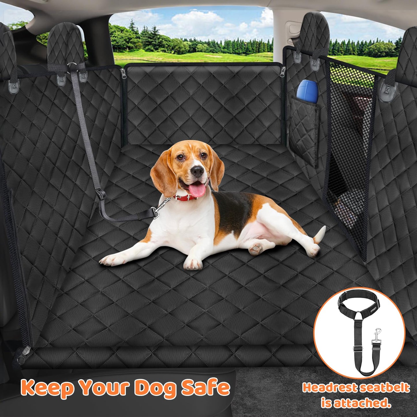 URPOWER Dog Car Seat Cover for Pets 100% Waterproof Seat Cover Hammock 600D Heavy Duty Scratch Proof Nonslip Durable Soft Back Seat Covers for Cars Trucks and SUVs