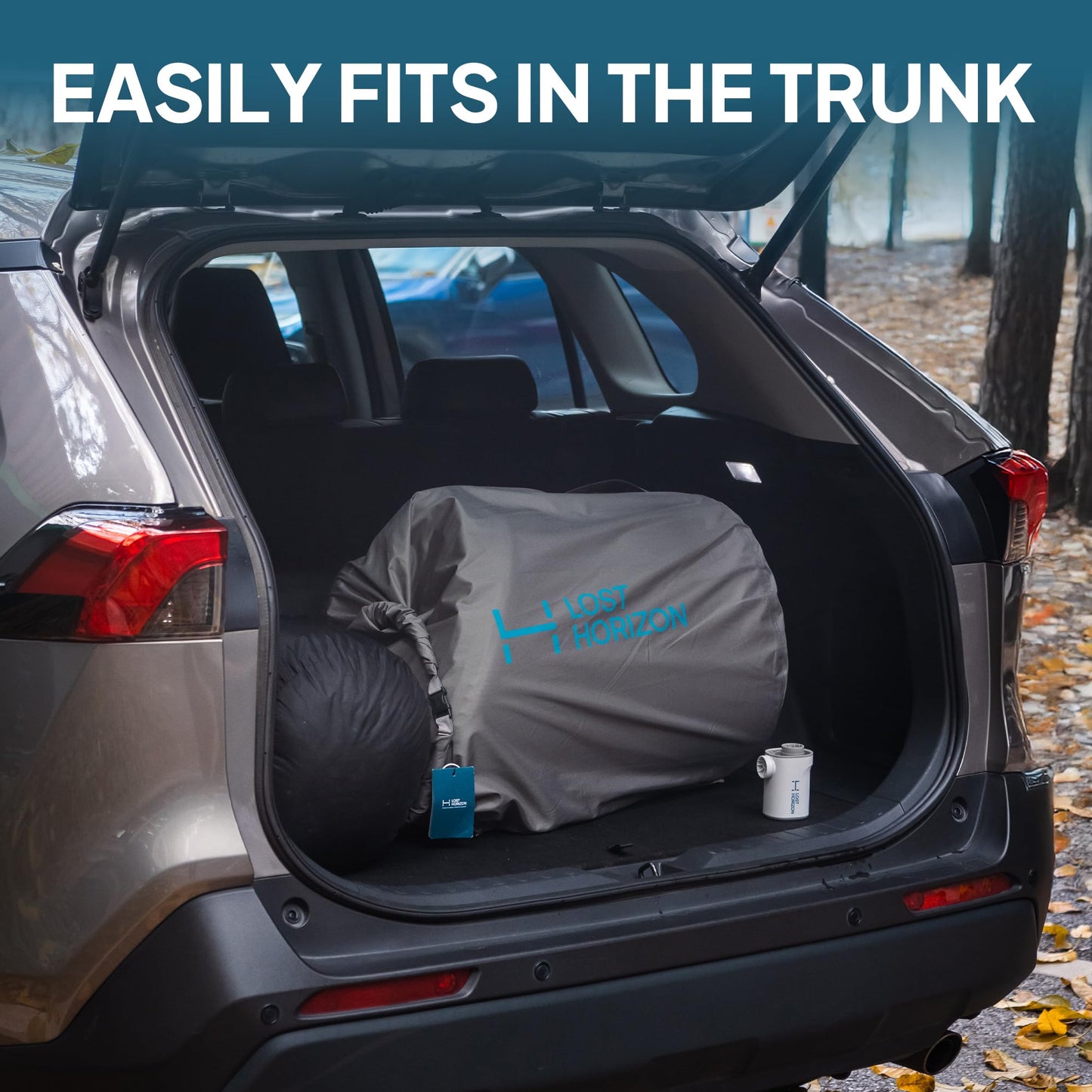 LOSTHORIZON Camping Air Mattress with Foam for Rivian R1S, Self Inflating Sleeping Pad with Air Pump, 4.5" Thick, R-Value 13