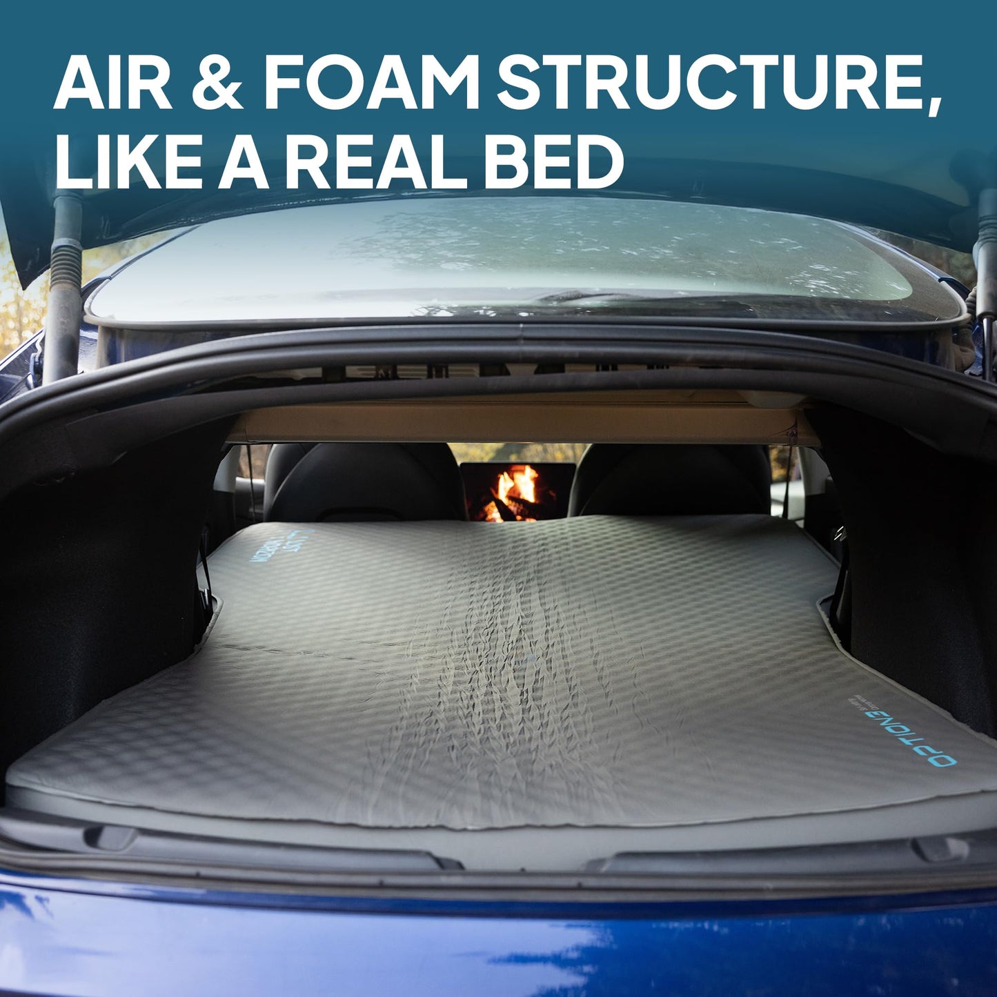 LOSTHORIZON Camping Air Mattress with Foam for Rivian R1S, Self Inflating Sleeping Pad with Air Pump, 4.5" Thick, R-Value 13