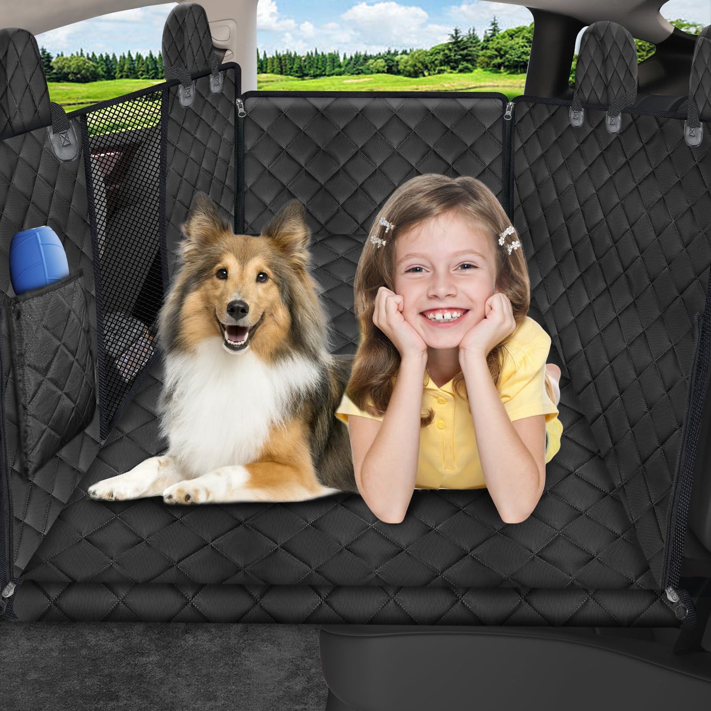 URPOWER Dog Car Seat Cover for Pets 100% Waterproof Seat Cover Hammock 600D Heavy Duty Scratch Proof Nonslip Durable Soft Back Seat Covers for Cars Trucks and SUVs