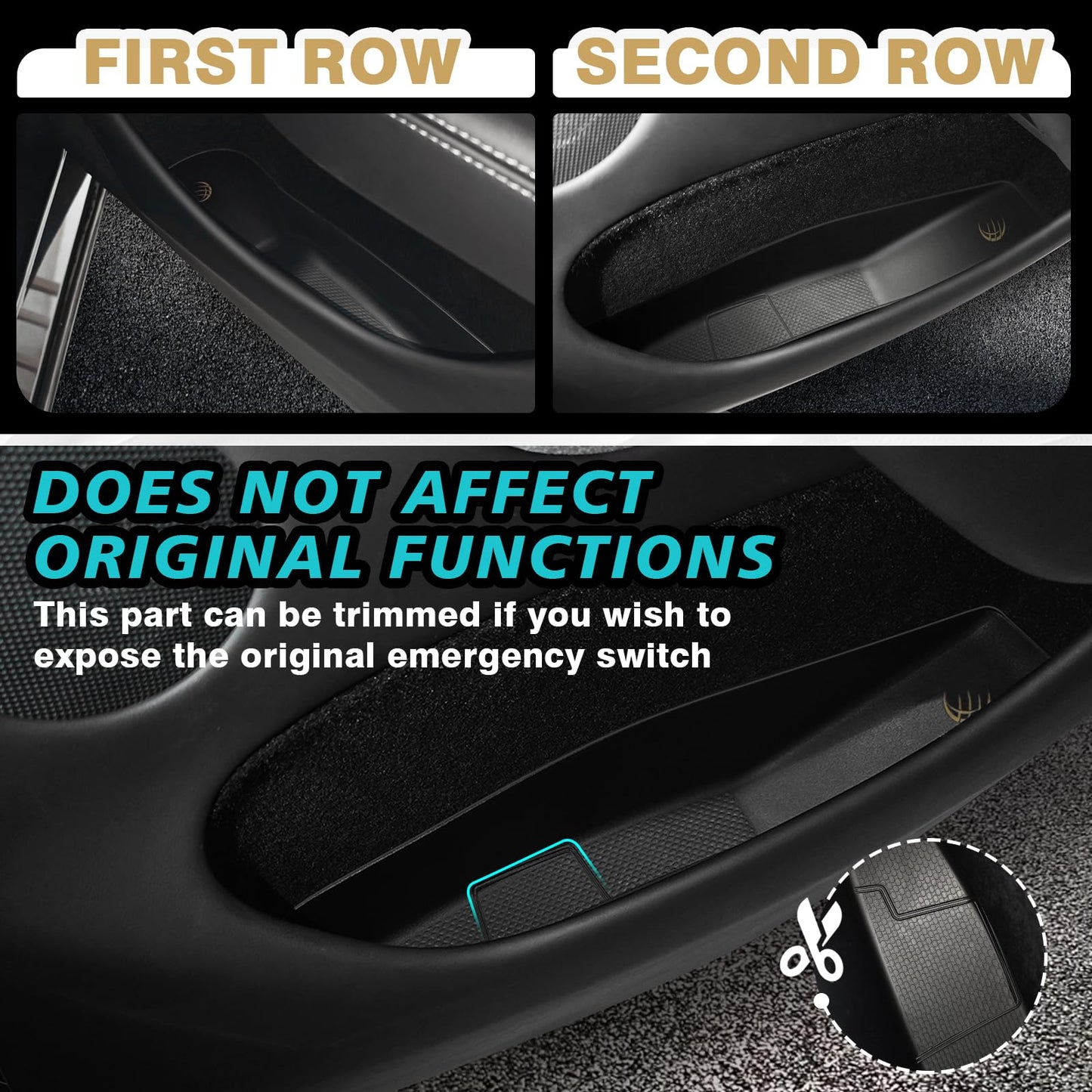 BestEvMod 4PCS Front & Rear Door Side Storage Organizer fit for Rivian R1T/R1S 2025 2026 Gen2 Interior Accessories Inner Door Handle Storage Box Insert Tray ABS Material Anti-Scratch