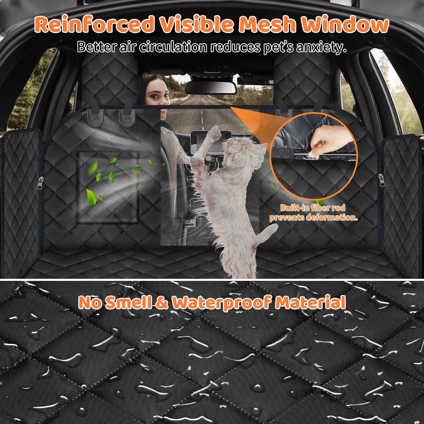 URPOWER Dog Car Seat Cover for Pets 100% Waterproof Seat Cover Hammock 600D Heavy Duty Scratch Proof Nonslip Durable Soft Back Seat Covers for Cars Trucks and SUVs