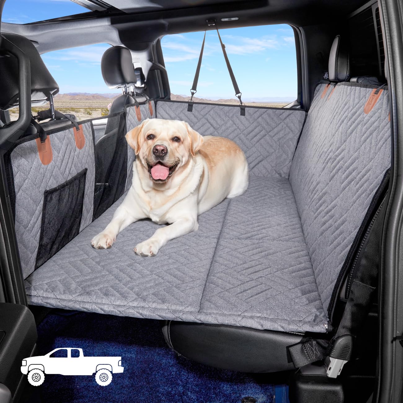 YJGF Back Seat Extender,Dog Seat Cover for Back Seat,Hard Bottom Car Seat Cover for Dogs,Dog Hammock for Car,Back Seat Pet Cover for Dogs(Black)