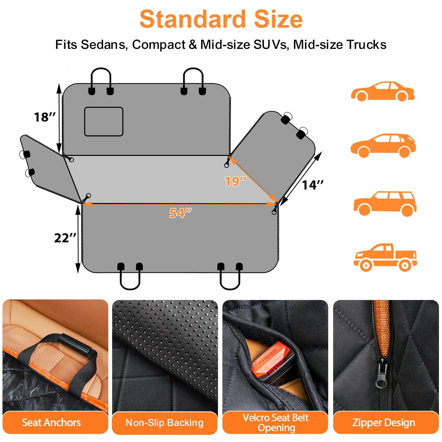 URPOWER Dog Car Seat Cover for Pets 100% Waterproof Seat Cover Hammock 600D Heavy Duty Scratch Proof Nonslip Durable Soft Back Seat Covers for Cars Trucks and SUVs