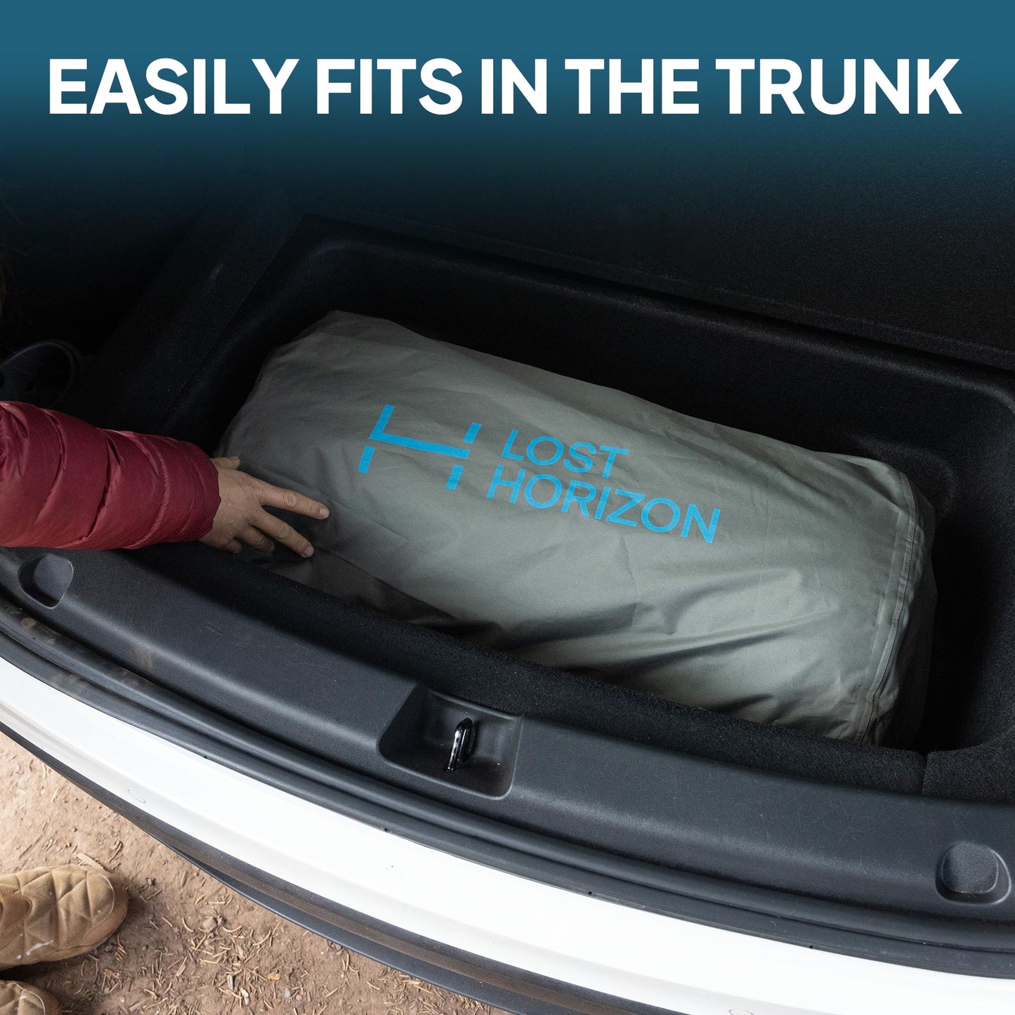 LOSTHORIZON Camping Air Mattress with Foam for Rivian R1S, Self Inflating Sleeping Pad with Air Pump, 4.5" Thick, R-Value 13