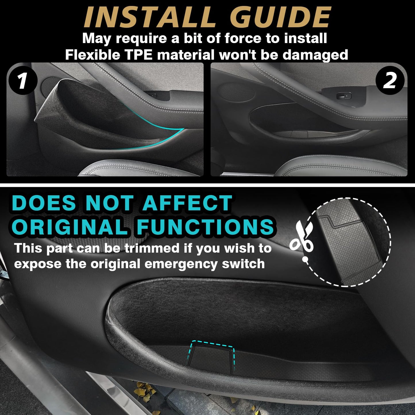 BestEvMod 4PCS Front & Rear Door Side Storage Organizer fit for Rivian R1T/R1S 2025 2026 Gen2 Interior Accessories Inner Door Handle Storage Box Insert Tray ABS Material Anti-Scratch