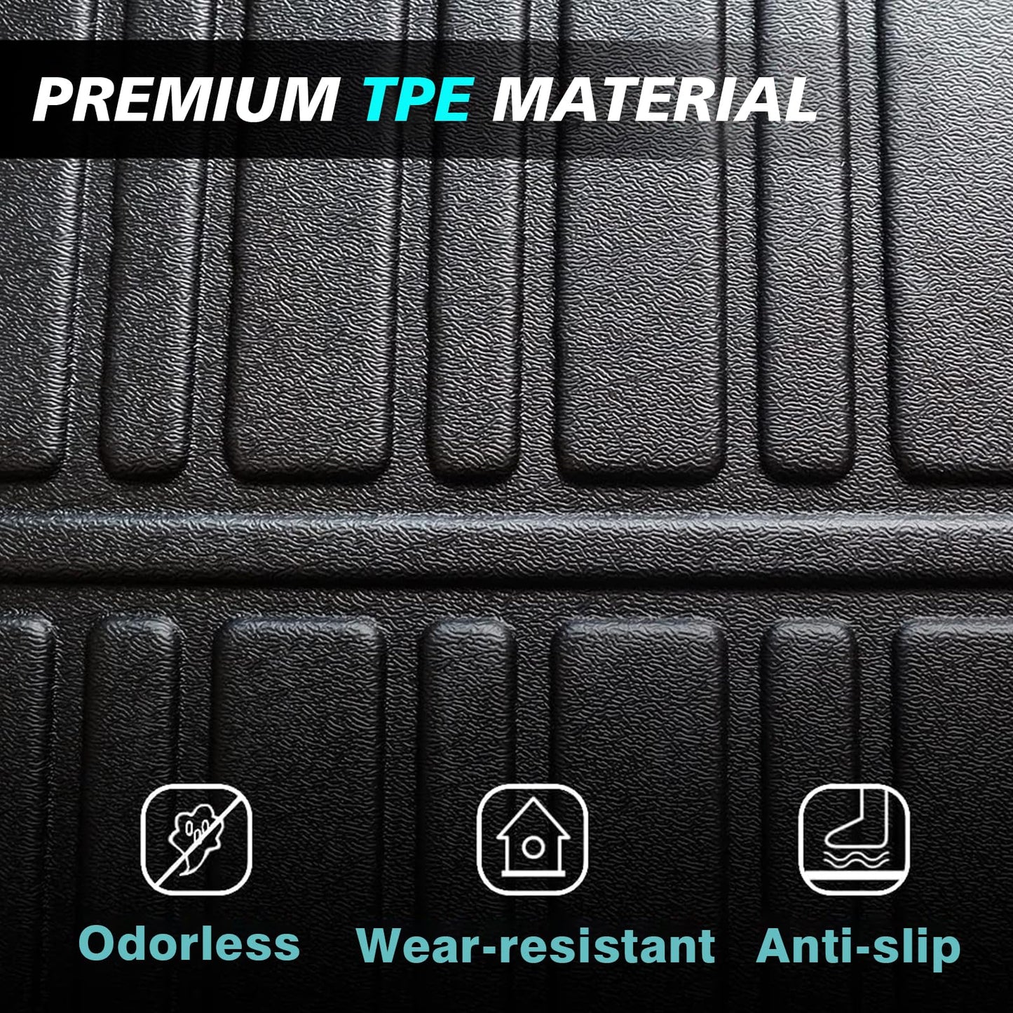 BestEvMod for Rivian R1S All Weather Trunk Mat Protection Accessories, 3D Cargo Liner TPE Material Compatible with Rivian R1S 2022-2025 2026 Interior Accessories