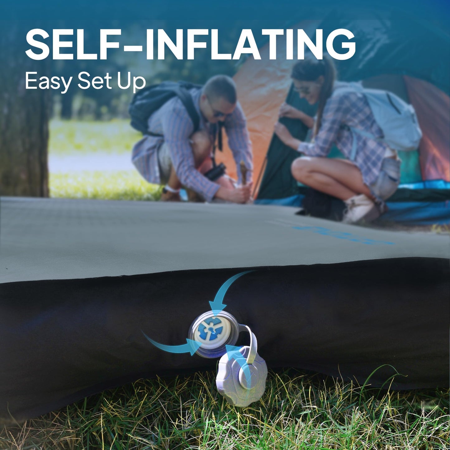 LOSTHORIZON Camping Air Mattress with Foam for Rivian R1S, Self Inflating Sleeping Pad with Air Pump, 4.5" Thick, R-Value 13