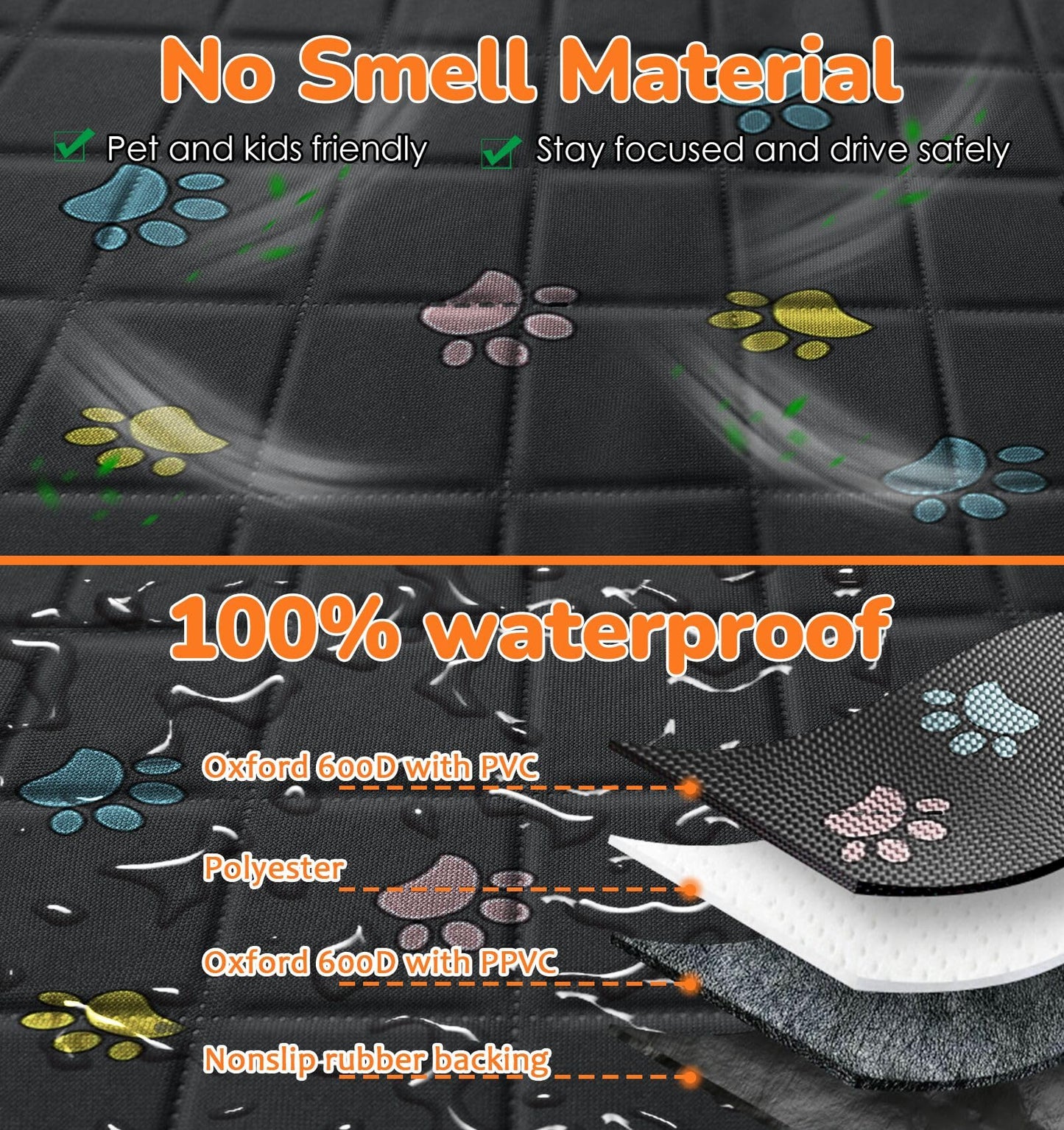 URPOWER Dog Car Seat Cover for Pets 100% Waterproof Seat Cover Hammock 600D Heavy Duty Scratch Proof Nonslip Durable Soft Back Seat Covers for Cars Trucks and SUVs