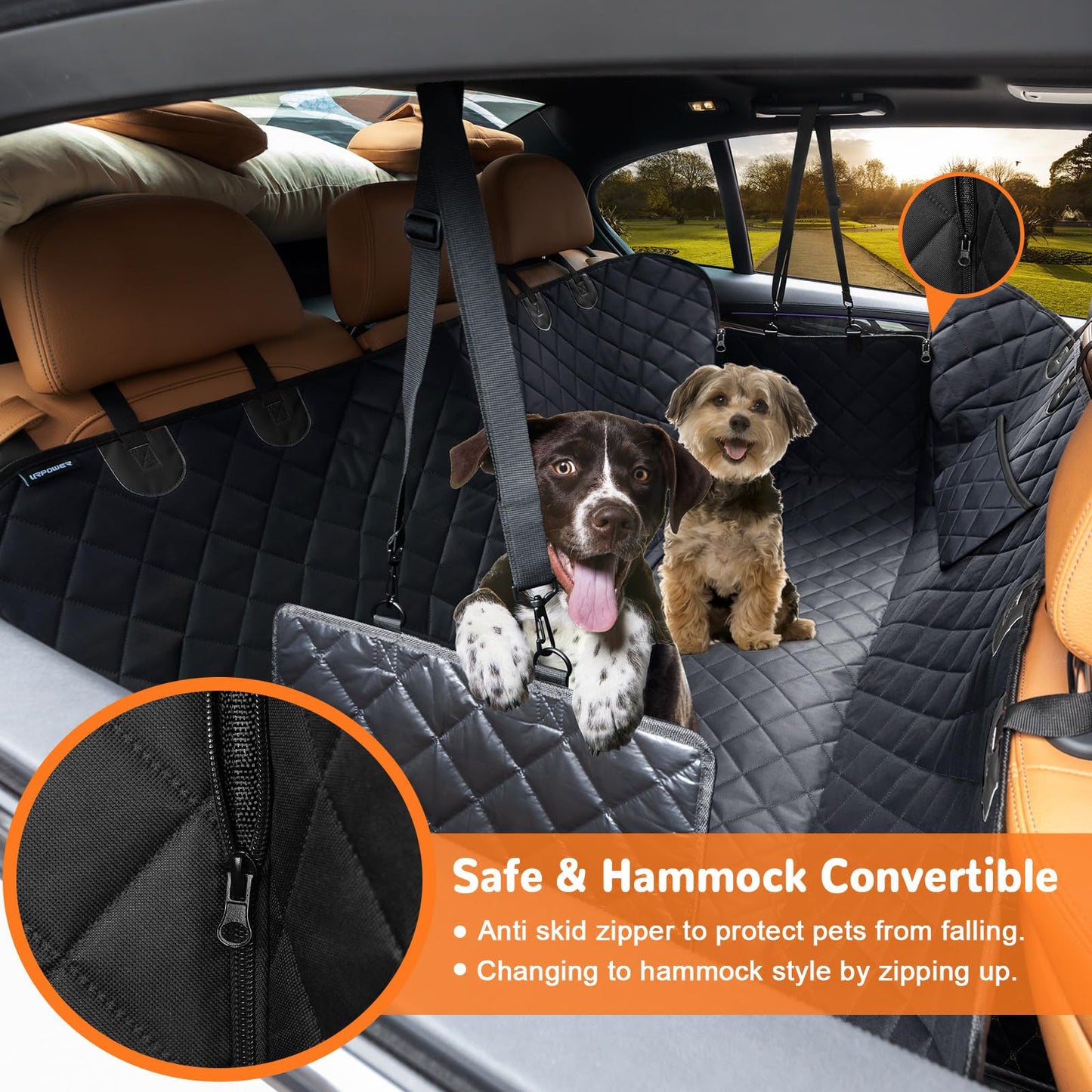 URPOWER Dog Car Seat Cover for Pets 100% Waterproof Seat Cover Hammock 600D Heavy Duty Scratch Proof Nonslip Durable Soft Back Seat Covers for Cars Trucks and SUVs