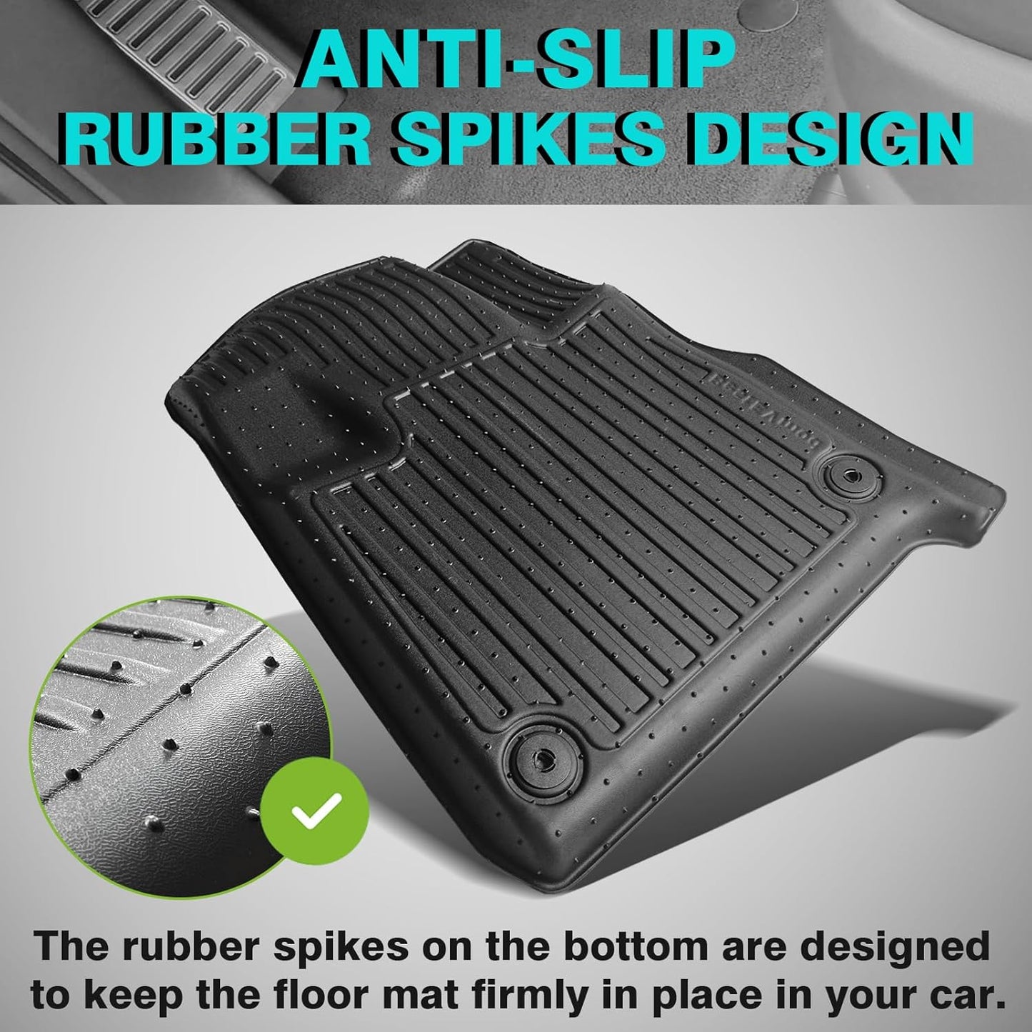 BestEvMod All Weather Floor Mats Compatible with Rivian R1S 2025 2026 Anti-Slip 3D Pattern TPE Heavy Duty Rubber Waterproof Non-Slip Floor Liner 1st & 2nd & 3rd Rows Set Gen 2 Accessories (2025+ R1S)