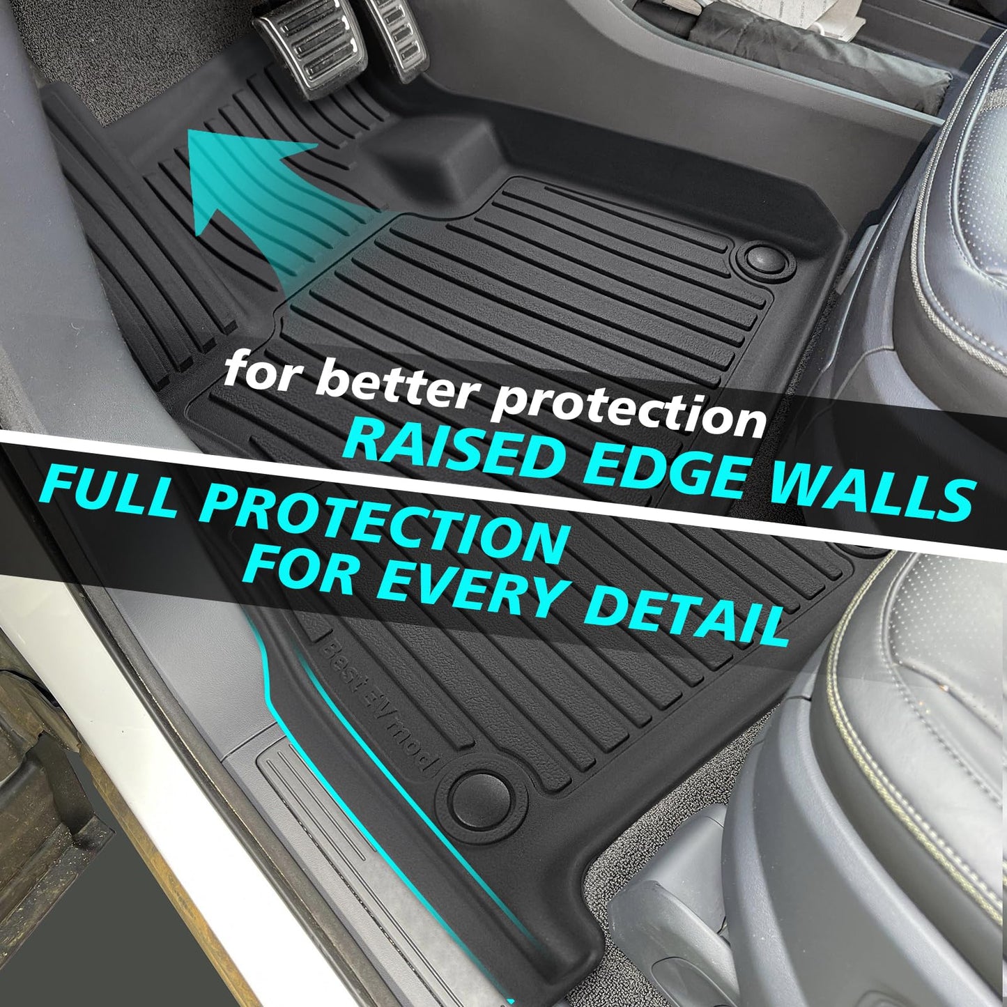 BestEvMod for Rivian R1S All Weather Trunk Mat Protection Accessories, 3D Cargo Liner TPE Material Compatible with Rivian R1S 2022-2025 2026 Interior Accessories