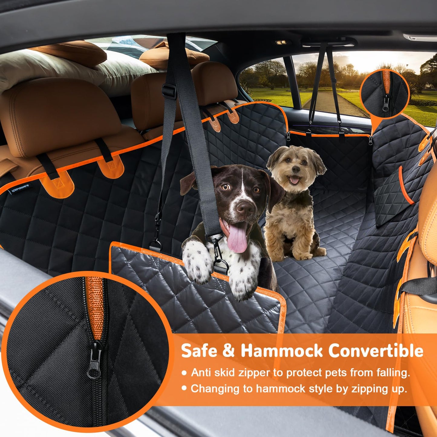 URPOWER Dog Car Seat Cover for Pets 100% Waterproof Seat Cover Hammock 600D Heavy Duty Scratch Proof Nonslip Durable Soft Back Seat Covers for Cars Trucks and SUVs