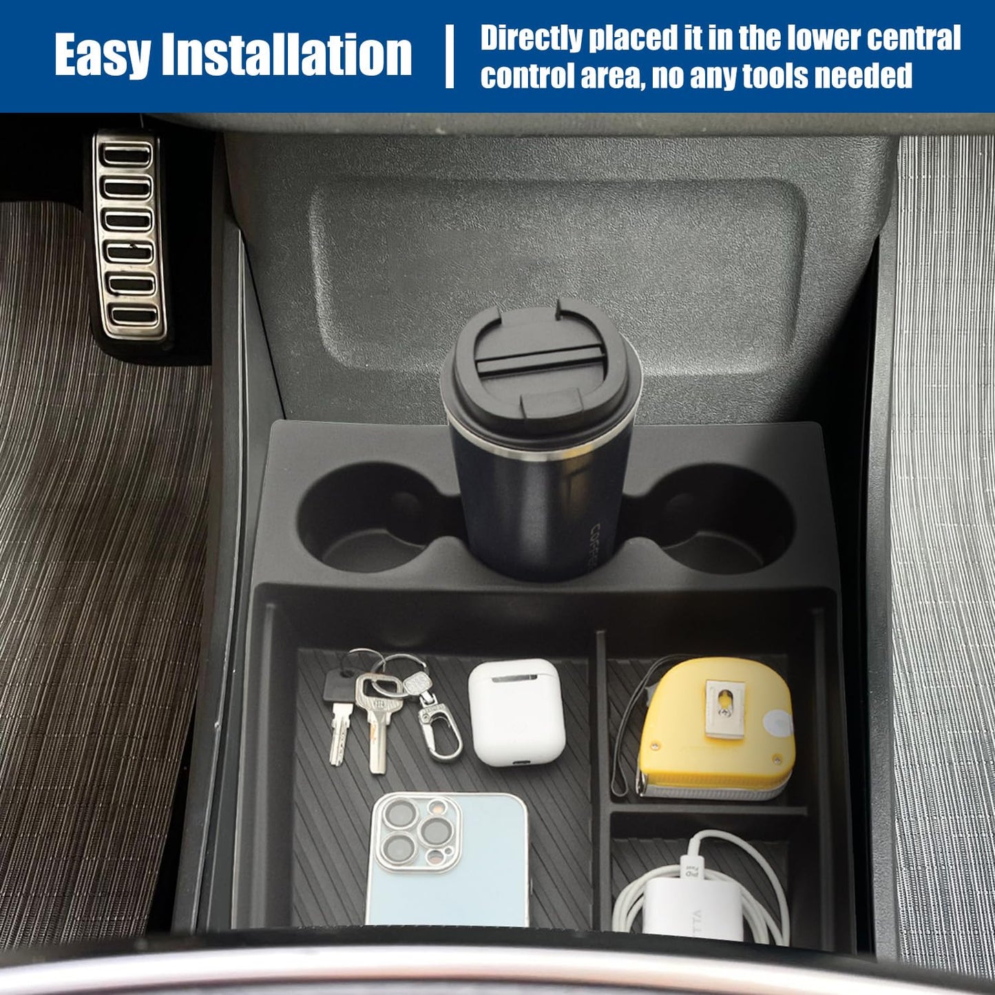 Rear Seat Armrest Cup Holder Insert Compatible with 2022-2025 Rivian R1S R1T Accessories