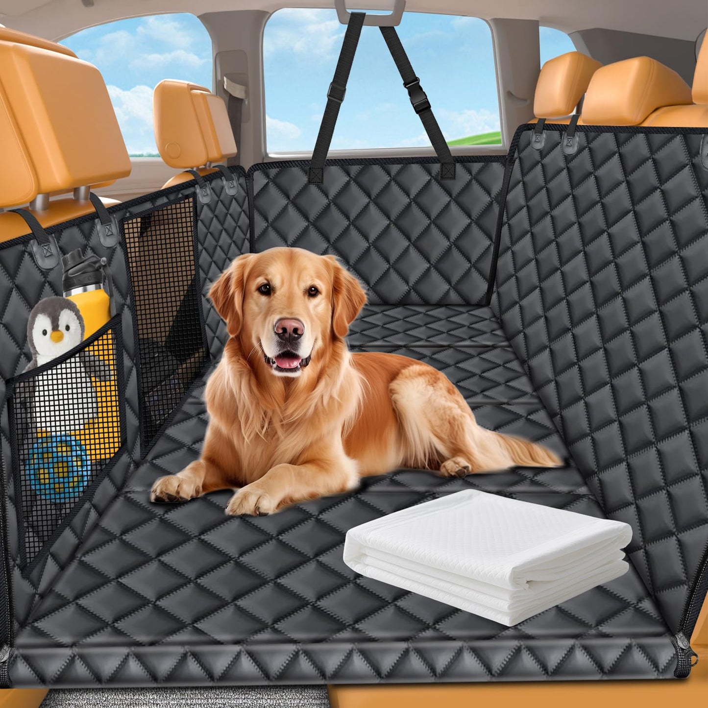 URPOWER Dog Car Seat Cover for Pets 100% Waterproof Seat Cover Hammock 600D Heavy Duty Scratch Proof Nonslip Durable Soft Back Seat Covers for Cars Trucks and SUVs