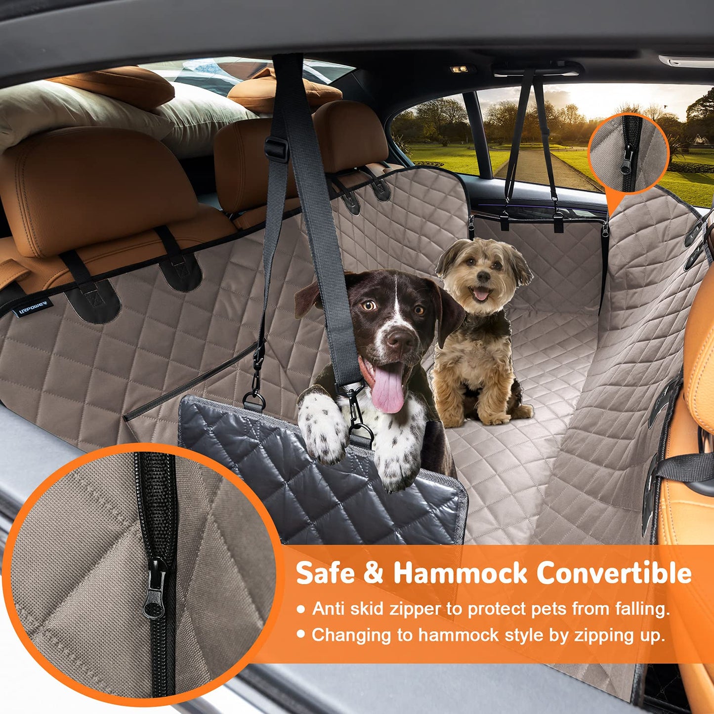 URPOWER Dog Car Seat Cover for Pets 100% Waterproof Seat Cover Hammock 600D Heavy Duty Scratch Proof Nonslip Durable Soft Back Seat Covers for Cars Trucks and SUVs