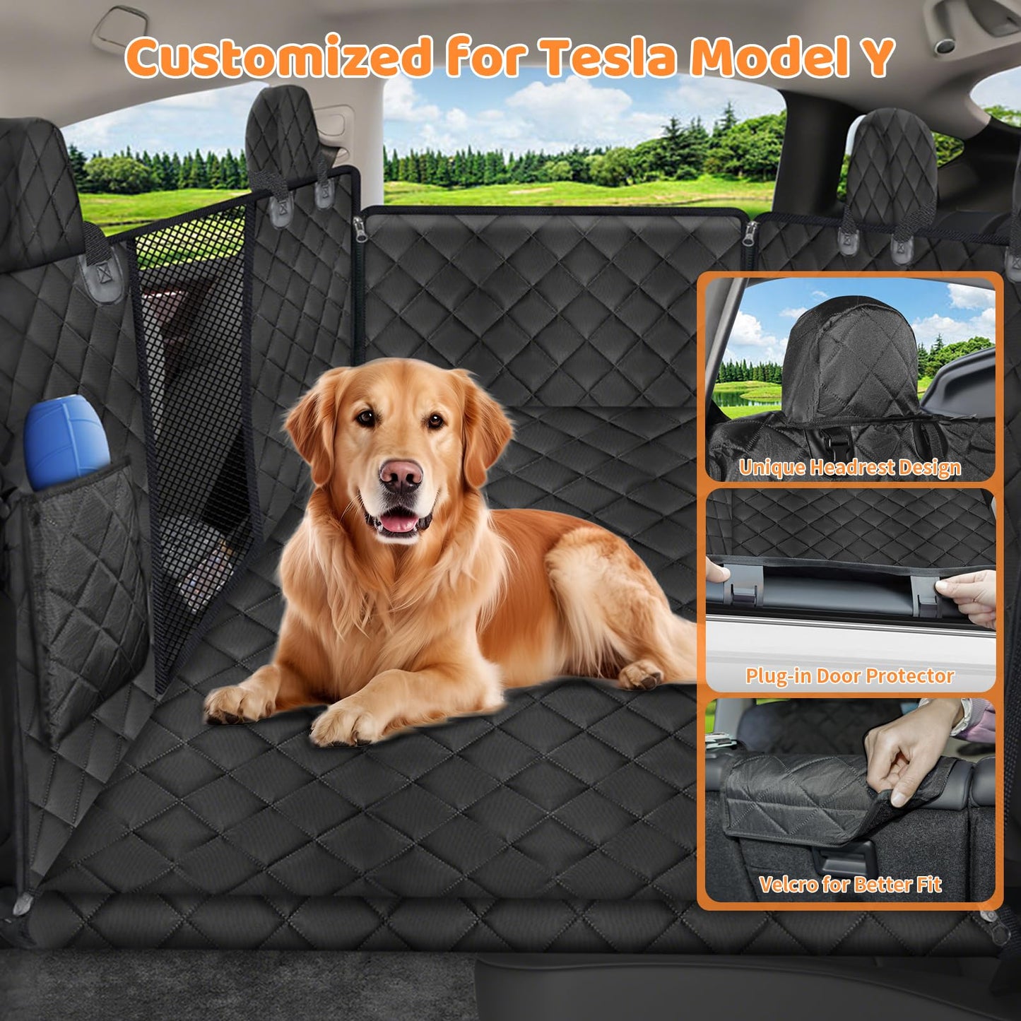 URPOWER Dog Car Seat Cover for Pets 100% Waterproof Seat Cover Hammock 600D Heavy Duty Scratch Proof Nonslip Durable Soft Back Seat Covers for Cars Trucks and SUVs
