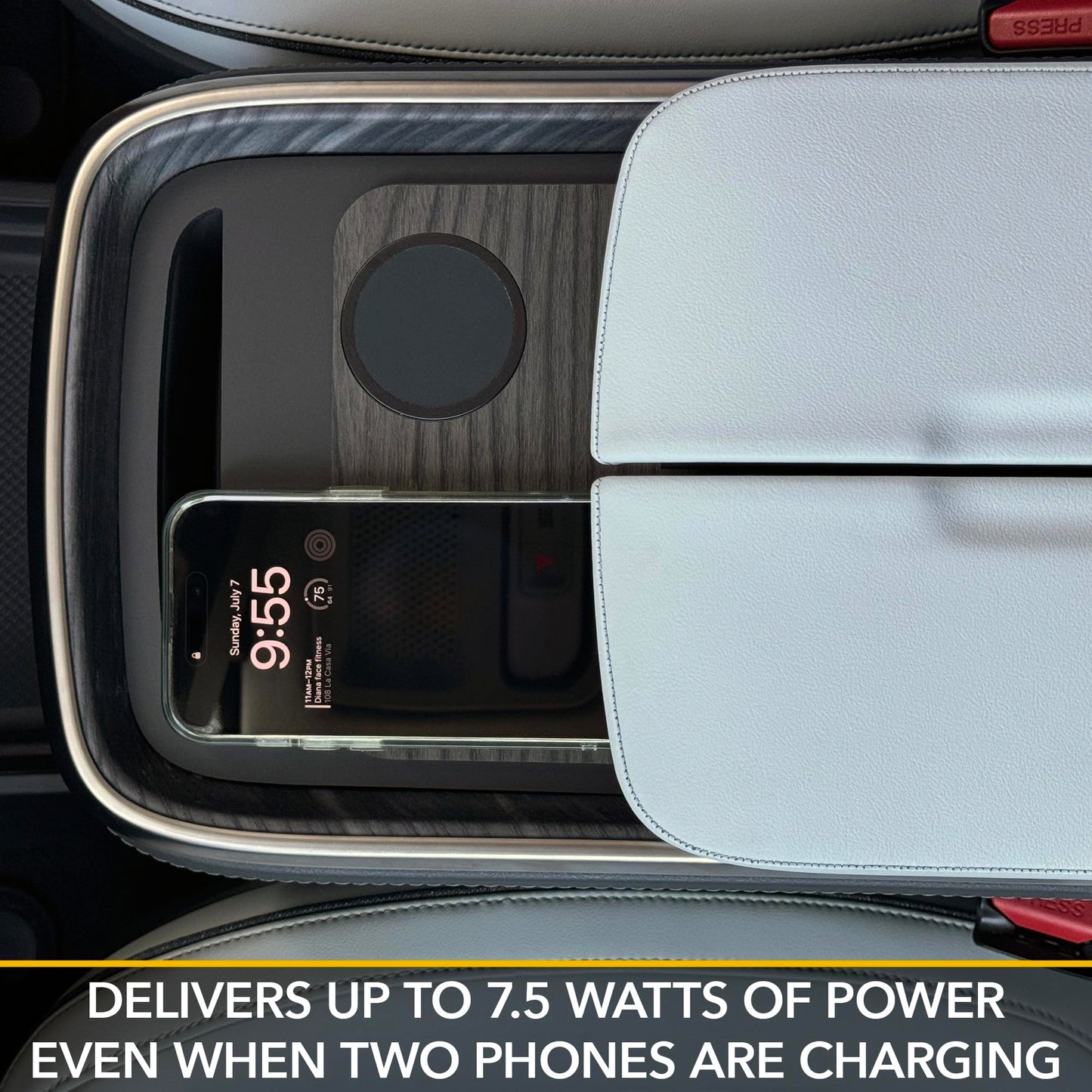 TWRAPS Dual Wireless Phone Charger for Rivian R1S & R1T, Magnetic Charging Pad, Compatible with MagSafe Cases & iPhone 17 Pro Max, 2021-2026 Center Console Mount Dock Accessories (Dark Ashwood Skin)