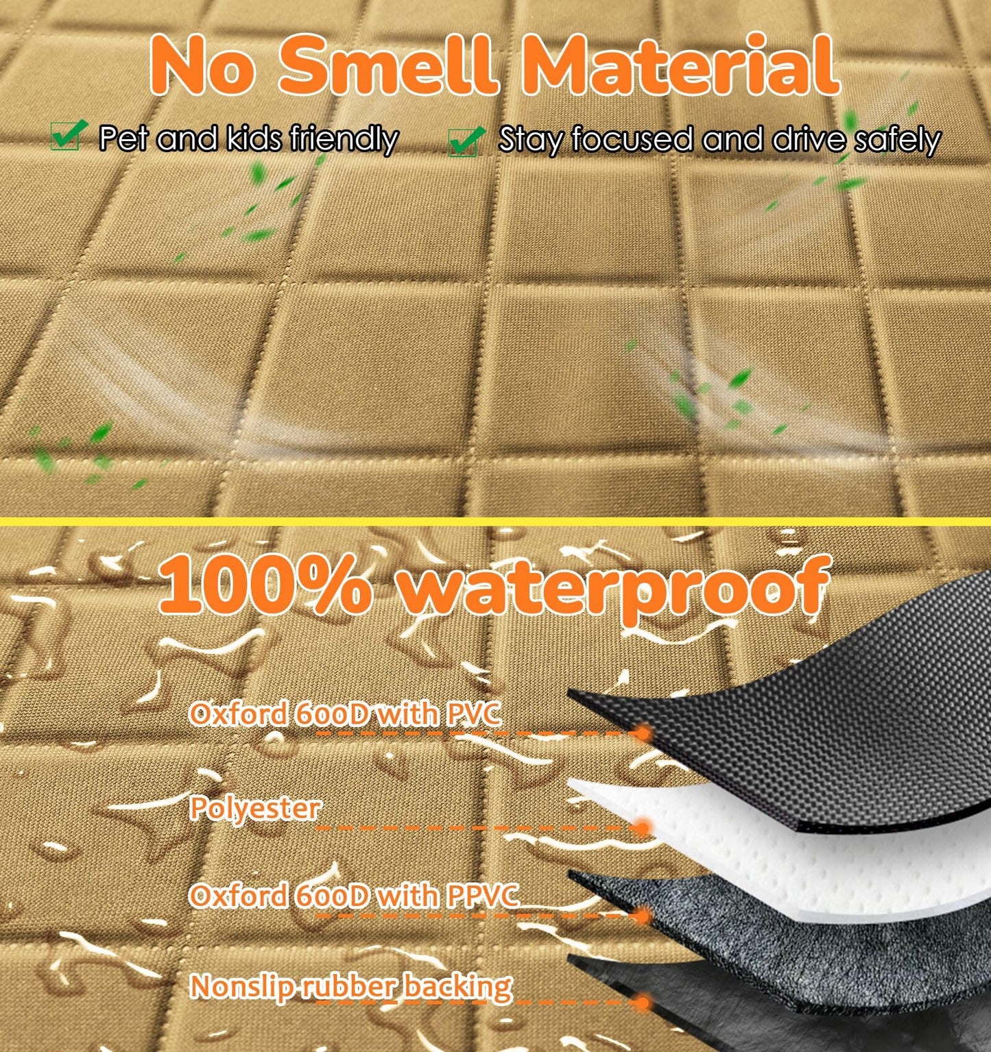 URPOWER Dog Car Seat Cover for Pets 100% Waterproof Seat Cover Hammock 600D Heavy Duty Scratch Proof Nonslip Durable Soft Back Seat Covers for Cars Trucks and SUVs