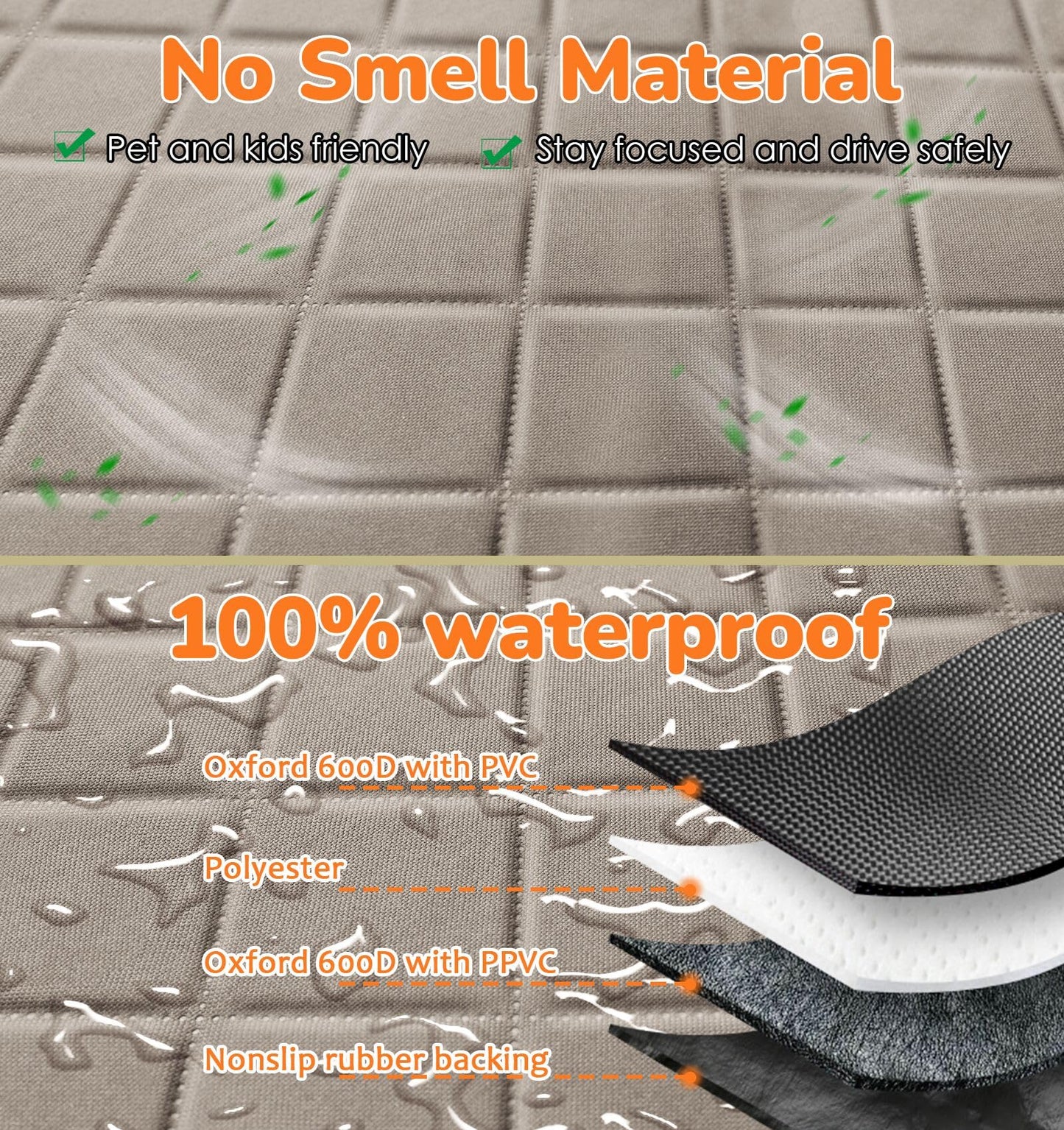 URPOWER Dog Car Seat Cover for Pets 100% Waterproof Seat Cover Hammock 600D Heavy Duty Scratch Proof Nonslip Durable Soft Back Seat Covers for Cars Trucks and SUVs