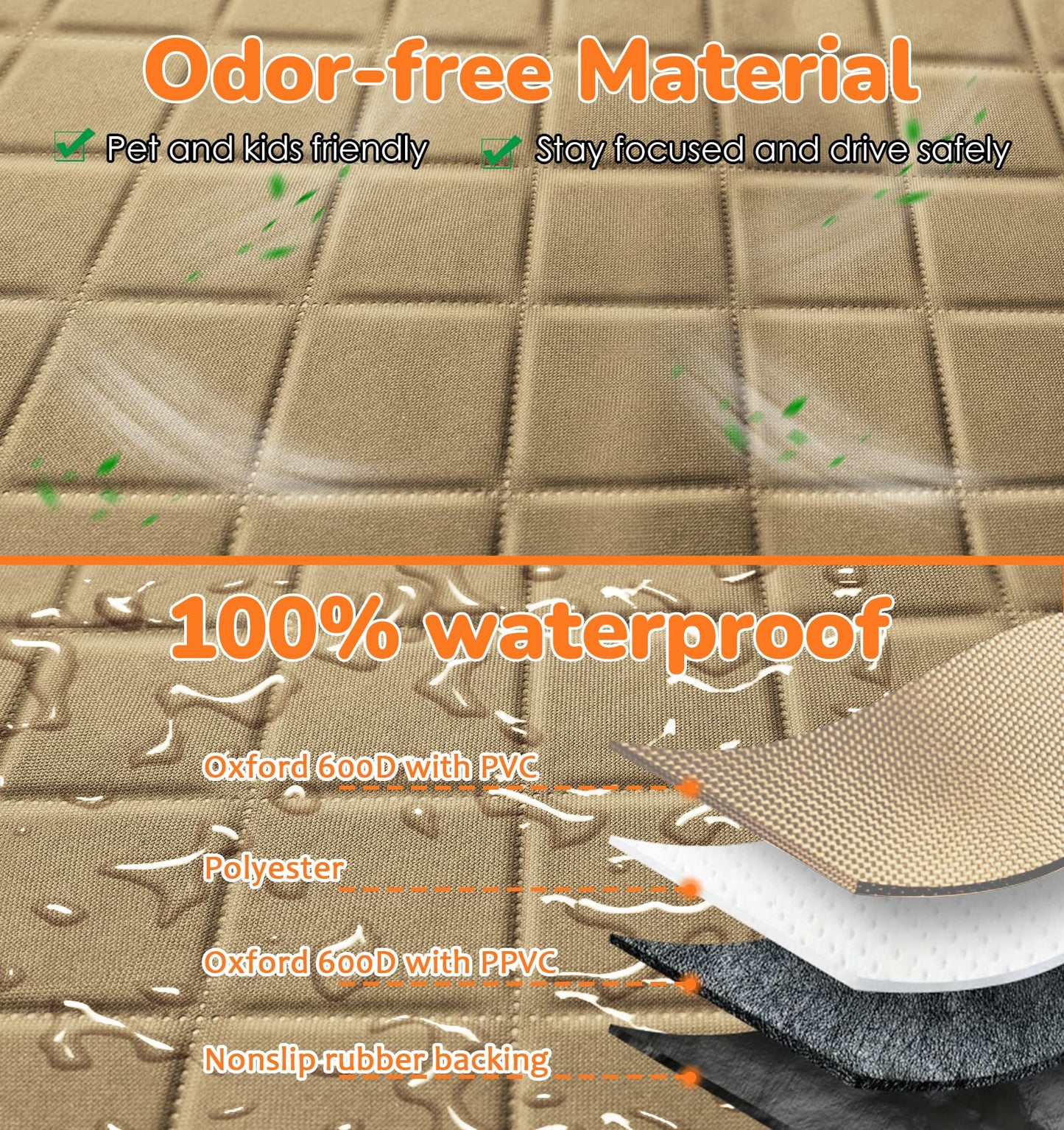 URPOWER Dog Car Seat Cover for Pets 100% Waterproof Seat Cover Hammock 600D Heavy Duty Scratch Proof Nonslip Durable Soft Back Seat Covers for Cars Trucks and SUVs